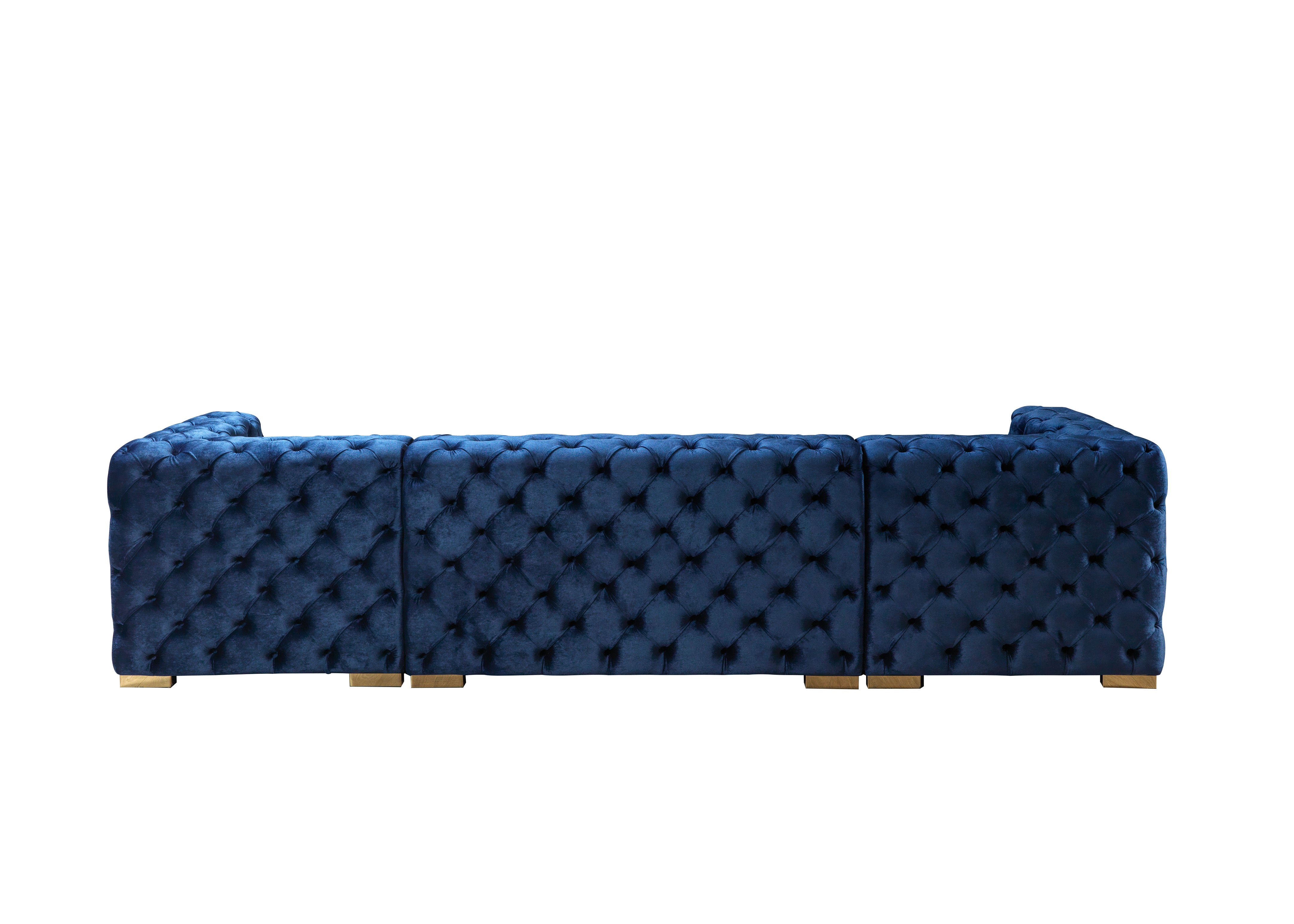 Nova Neva Blue Velvet Double Chaise 138" Sectional