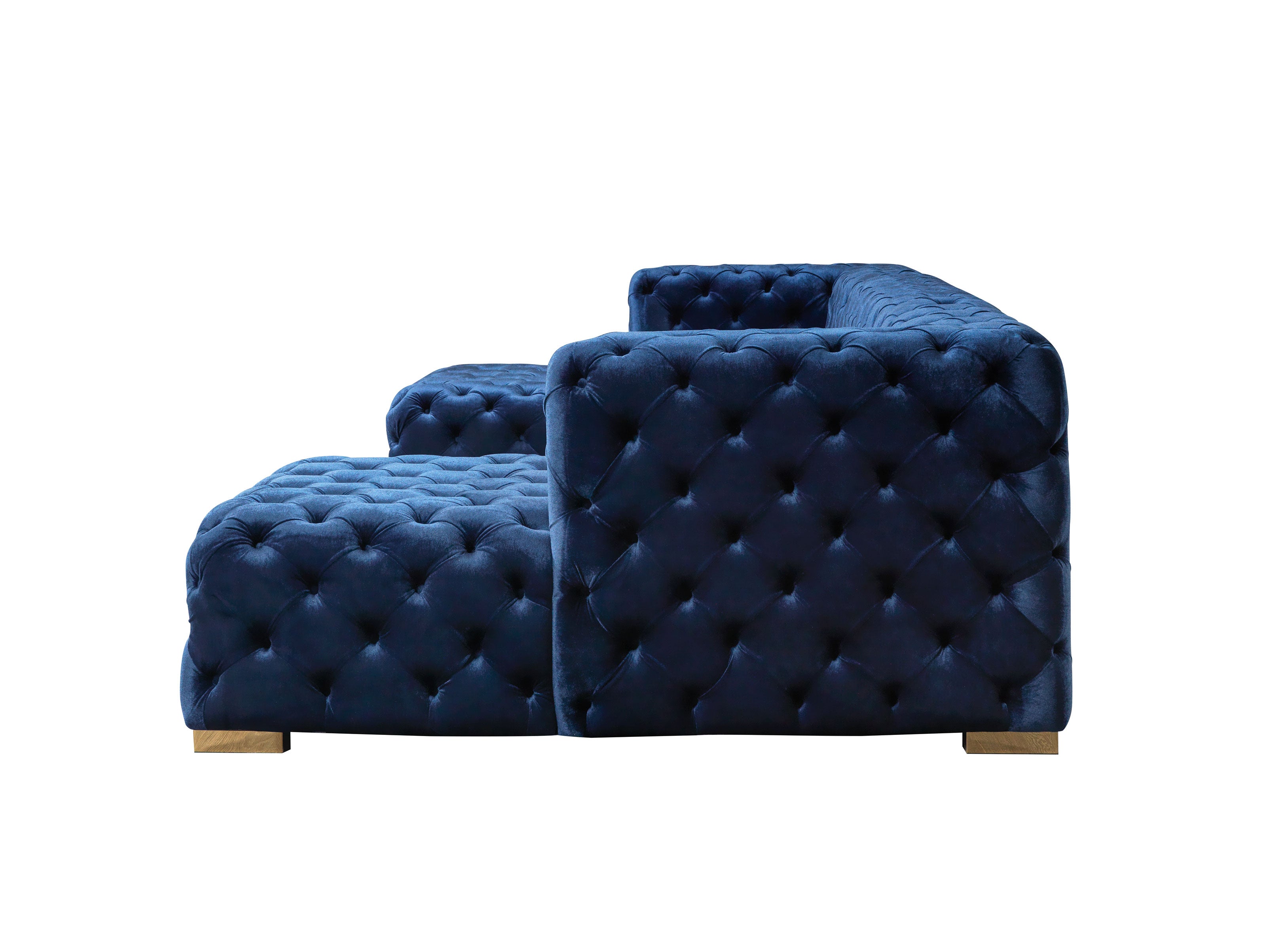 Nova Neva Blue Velvet Double Chaise 138" Sectional