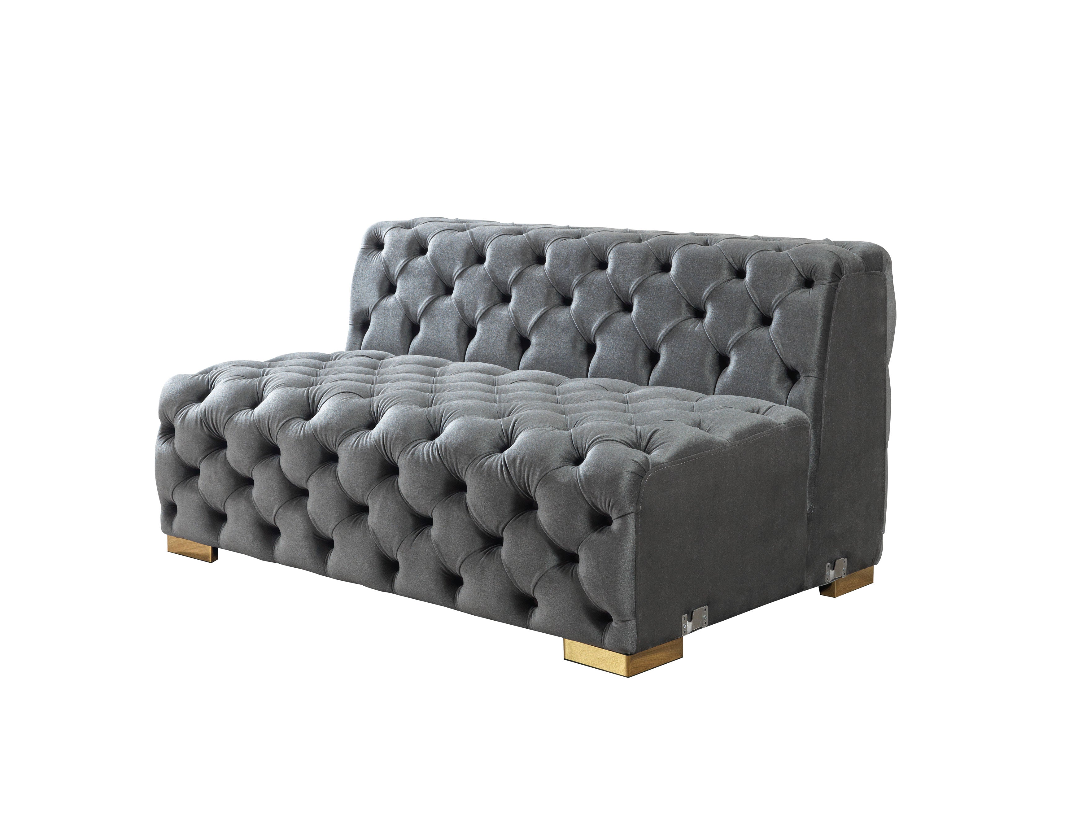 Nova Neva Gray Velvet Double Chaise 138" Sectional