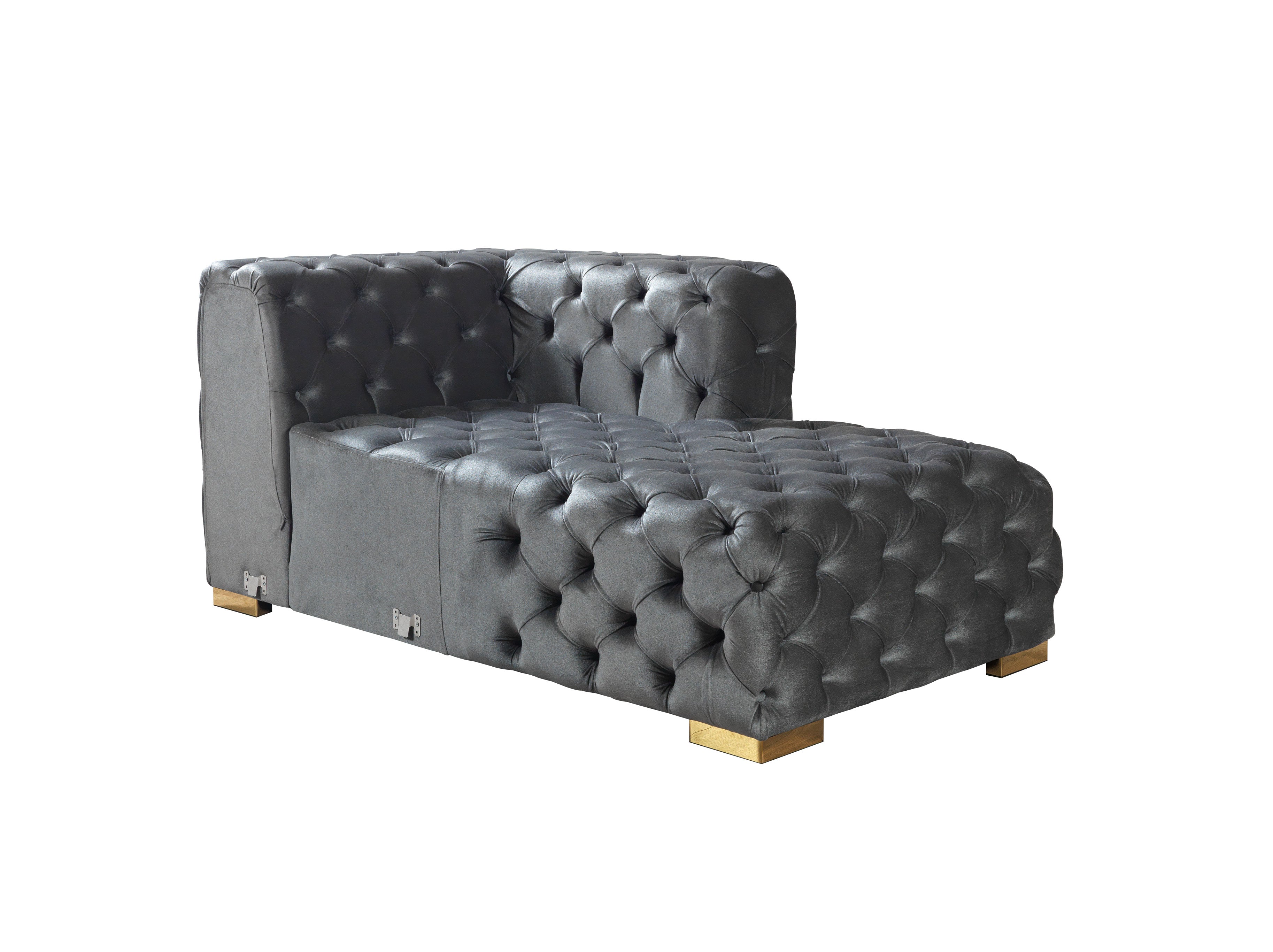 Nova Neva Gray Velvet Double Chaise 138" Sectional