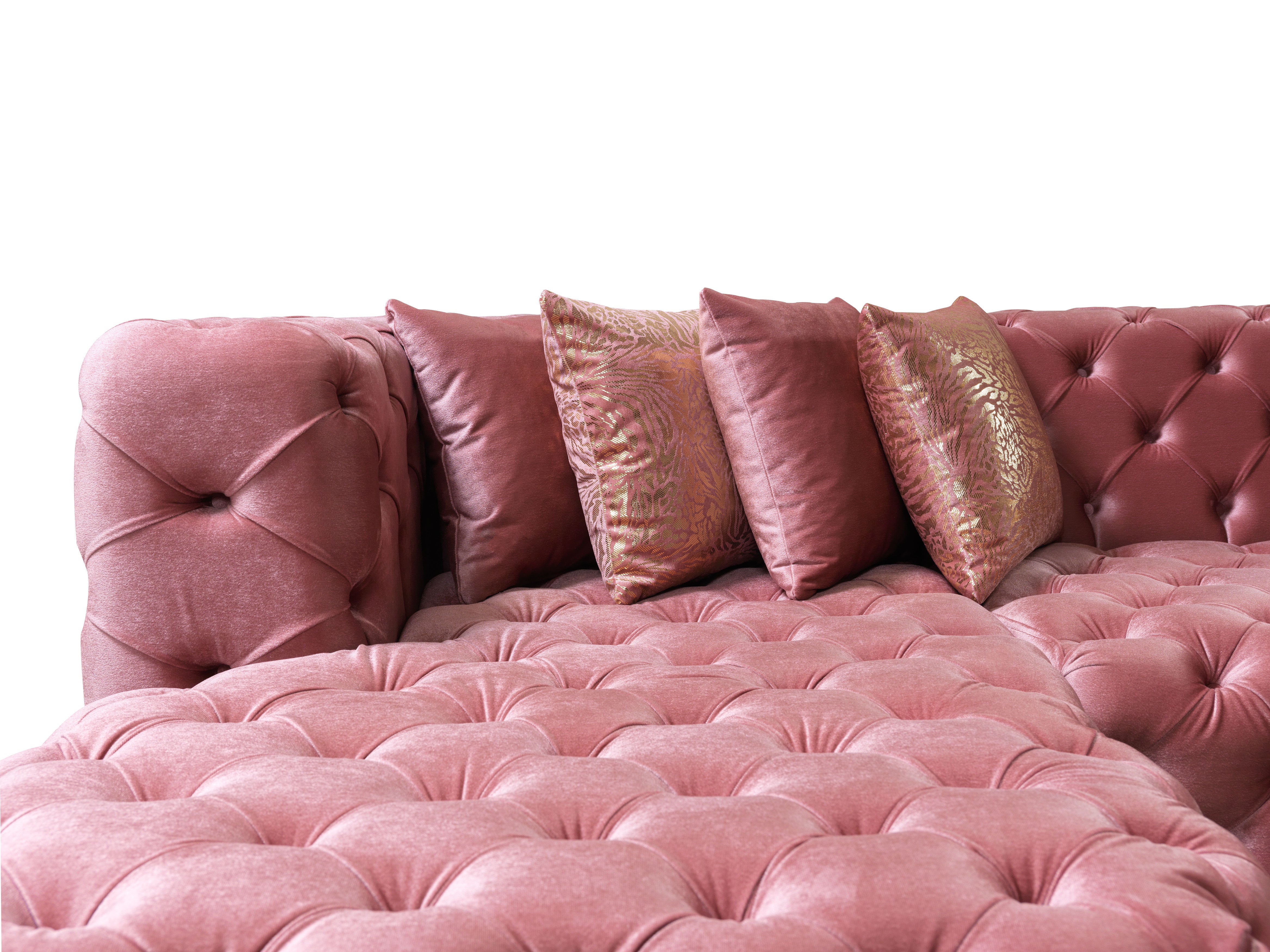 Nova Neva Pink Velvet Double Chaise 138" Sectional