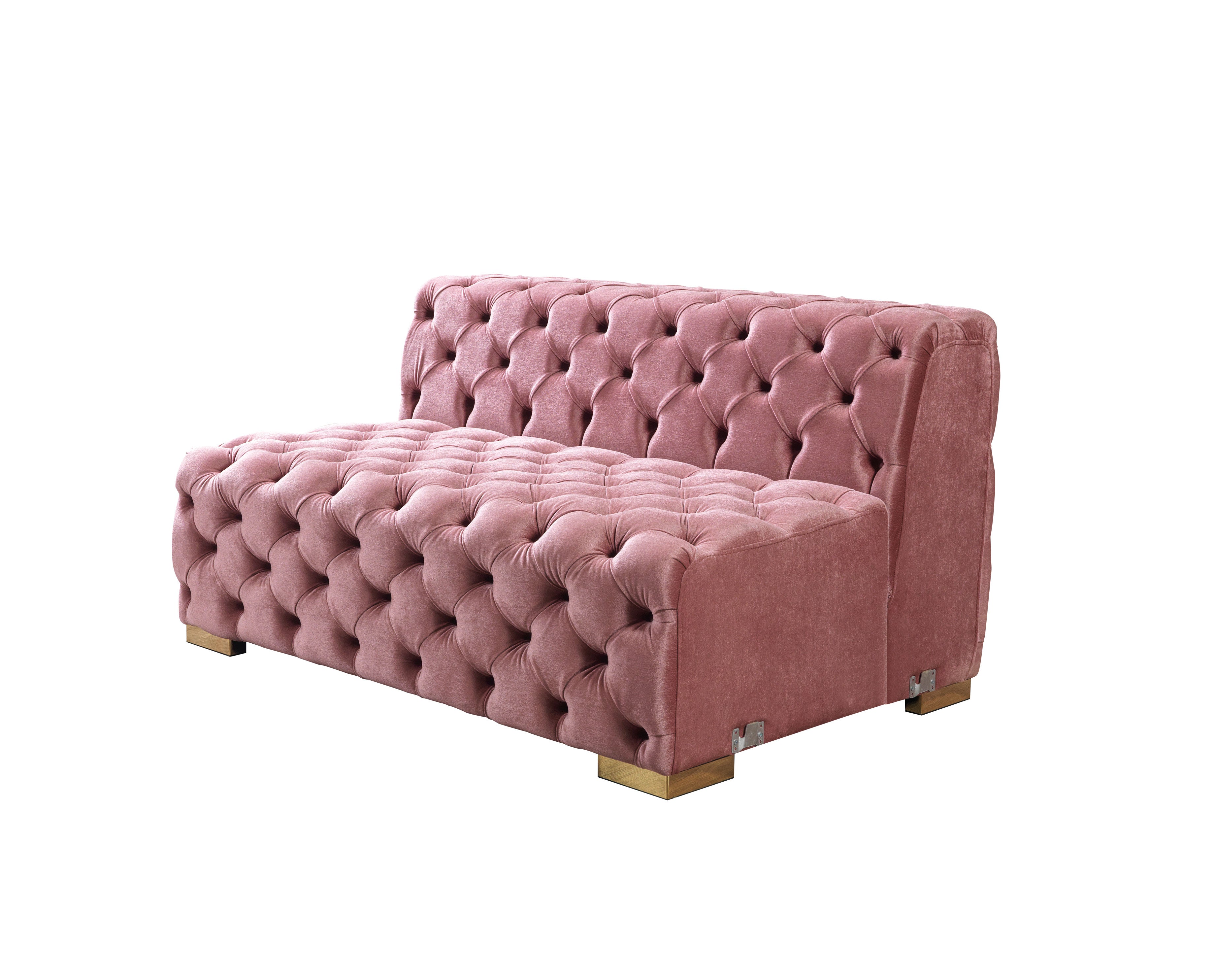 Nova Neva Pink Velvet Double Chaise 138" Sectional