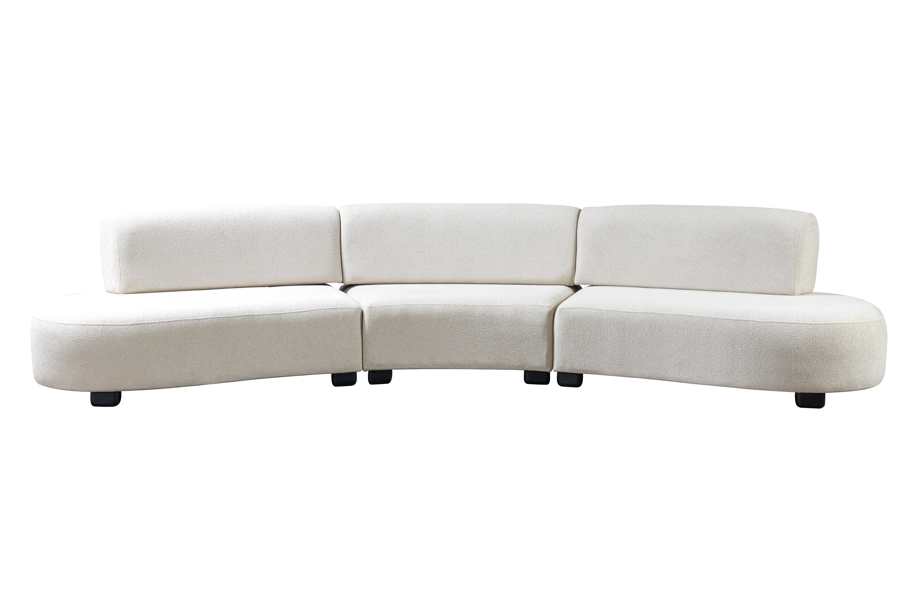 Nova - Olivia Boucle 3-Piece Curved Sectional in Ivory