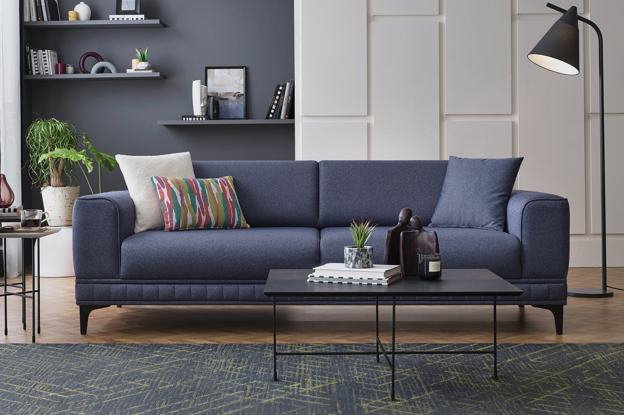 Nova - Pavia 3-Seater Sofa Bed in Navy Blue