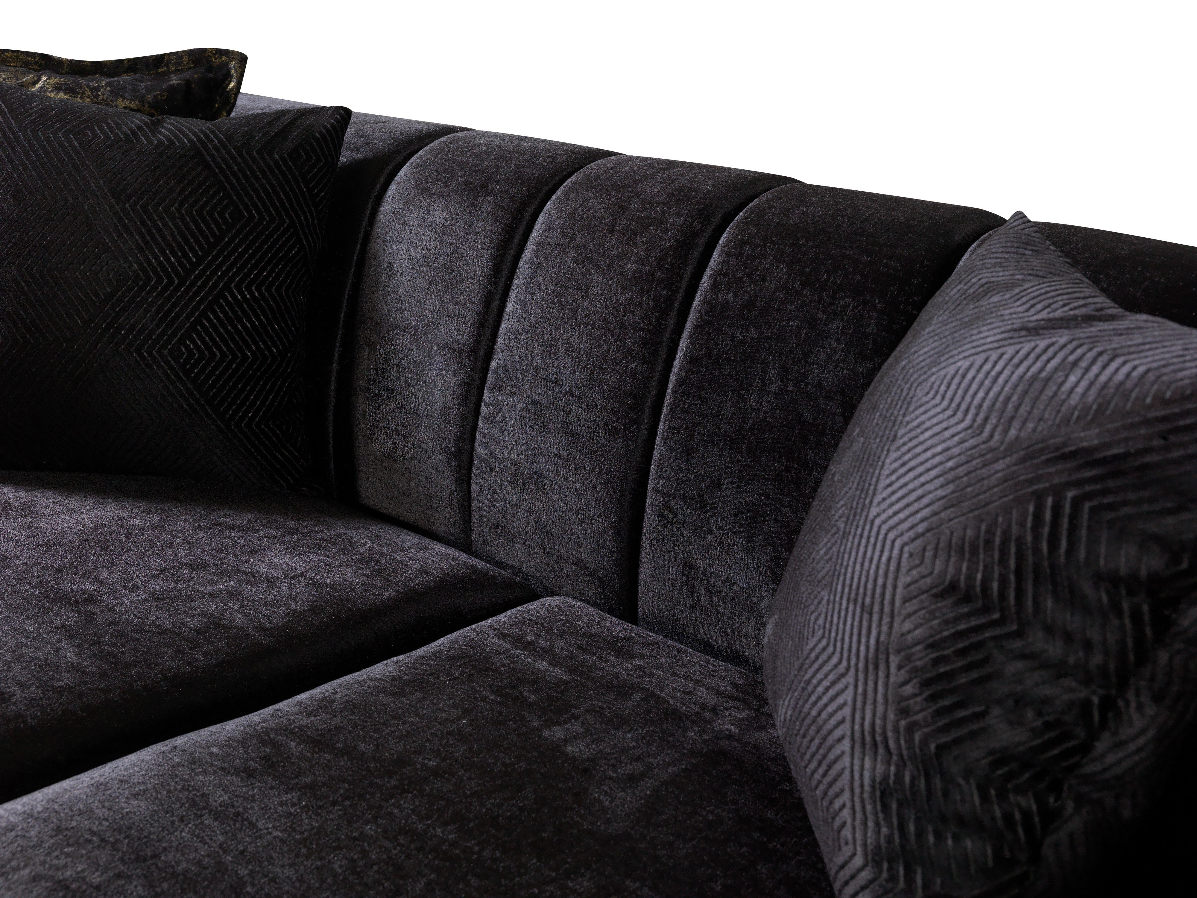 Nova - Santana Black Velvet Sofa 89" & Loveseat 69"