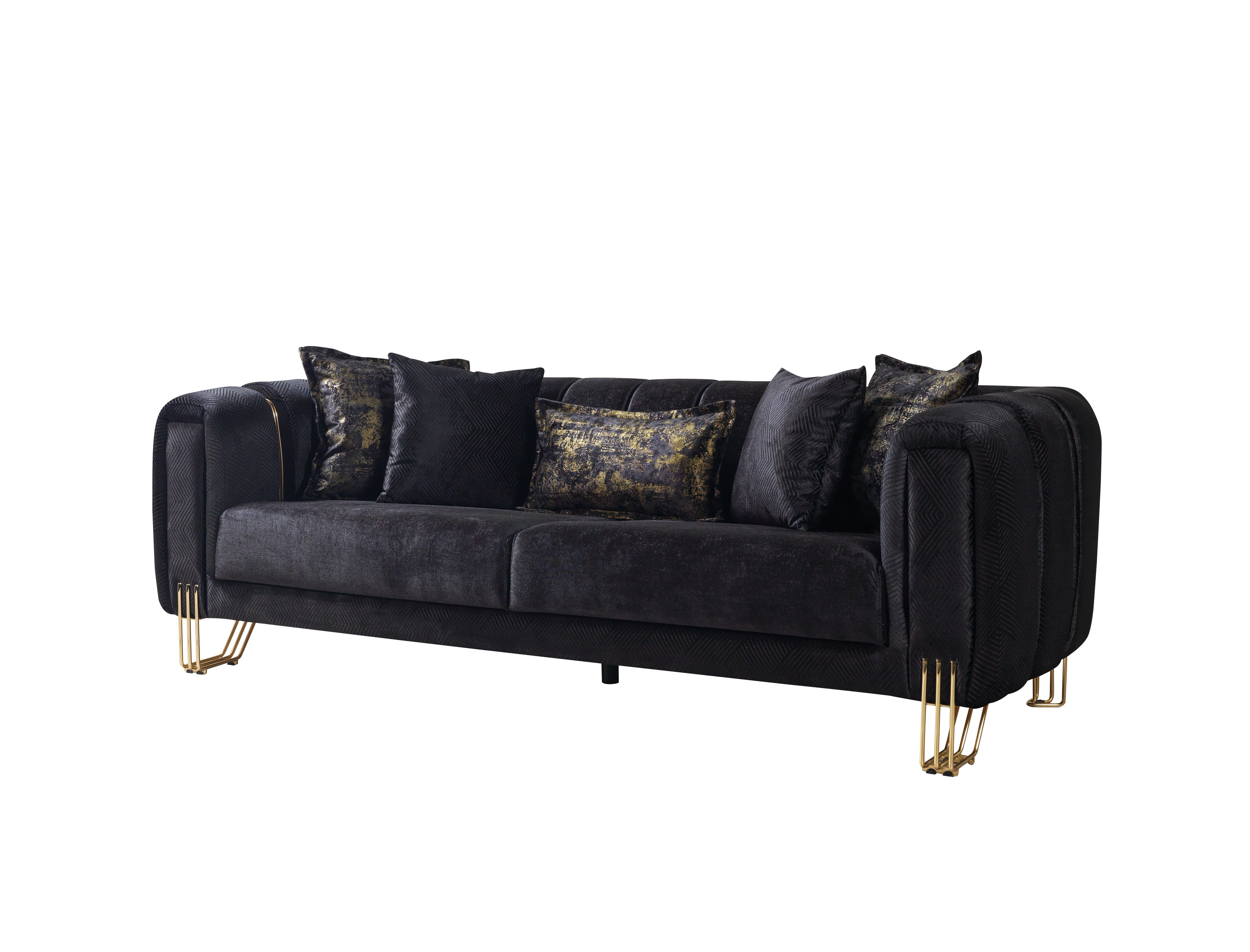 Nova - Santana Black Velvet Sofa 89" & Loveseat 69"