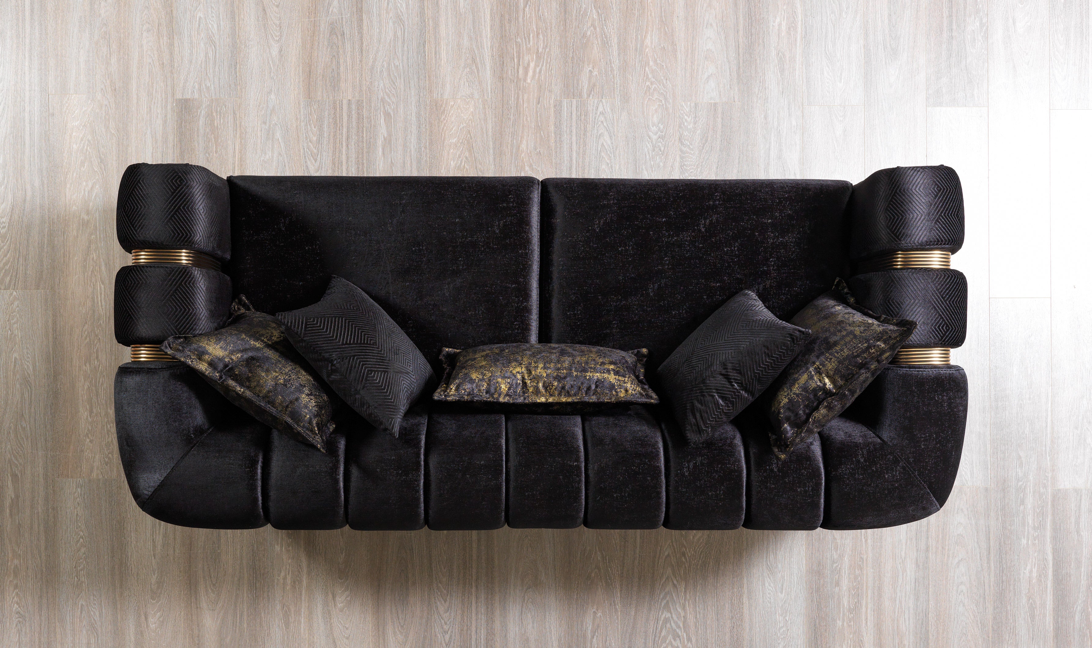 Nova - Santana Black Velvet Sofa 89" & Loveseat 69"