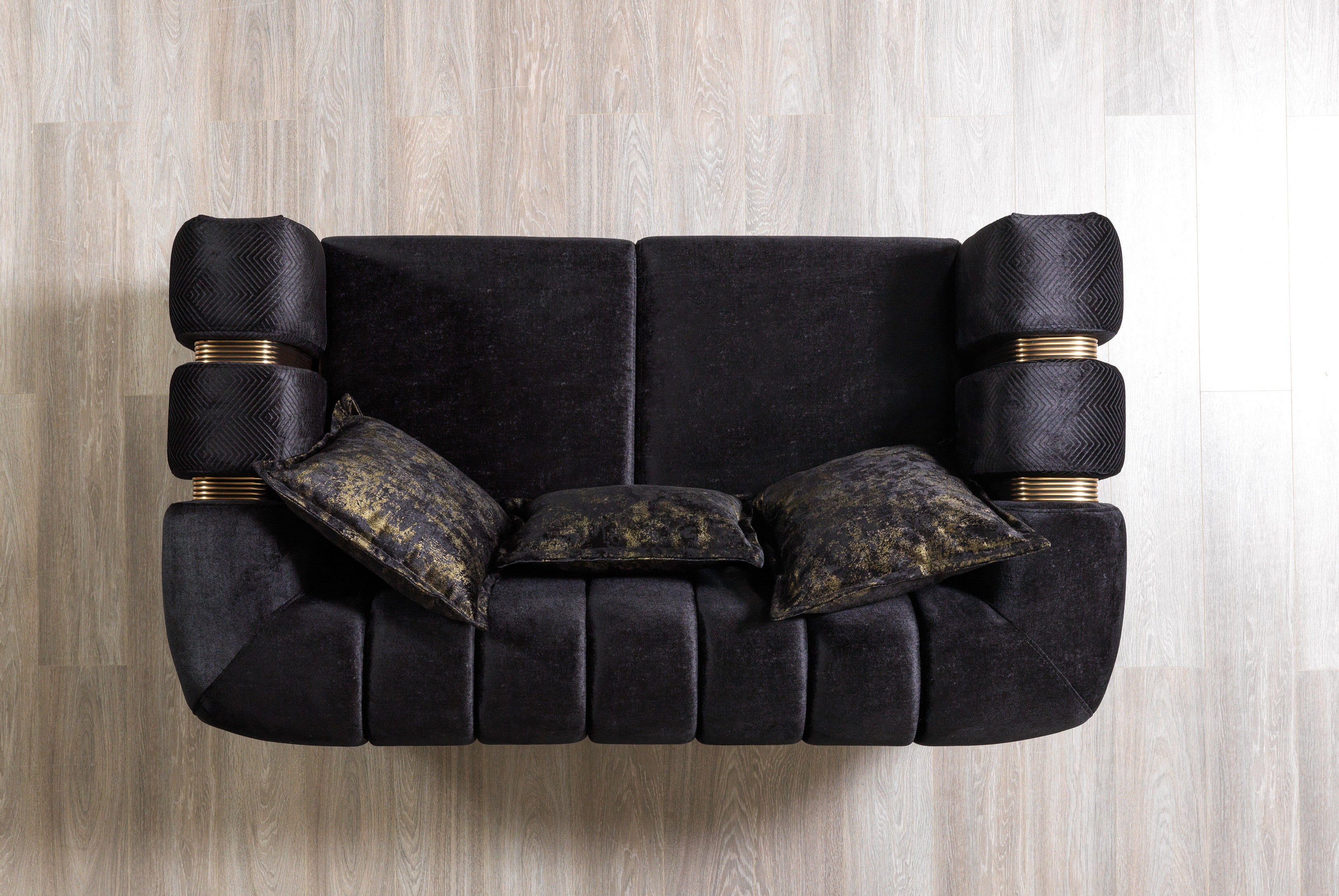 Nova - Santana Black Velvet Sofa 89" & Loveseat 69"