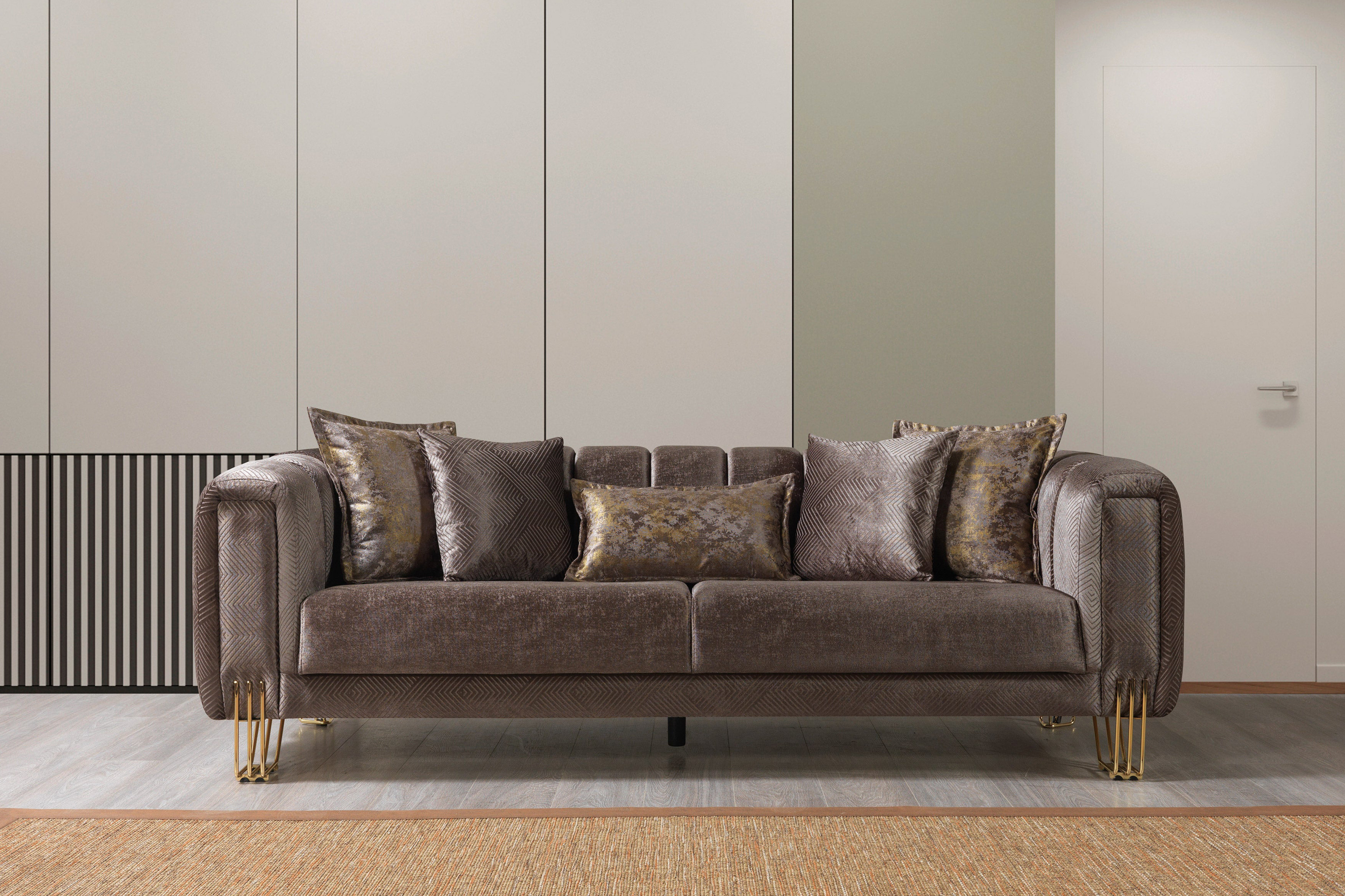 Nova Santana Velvet Sofa & Loveseat - Coffee