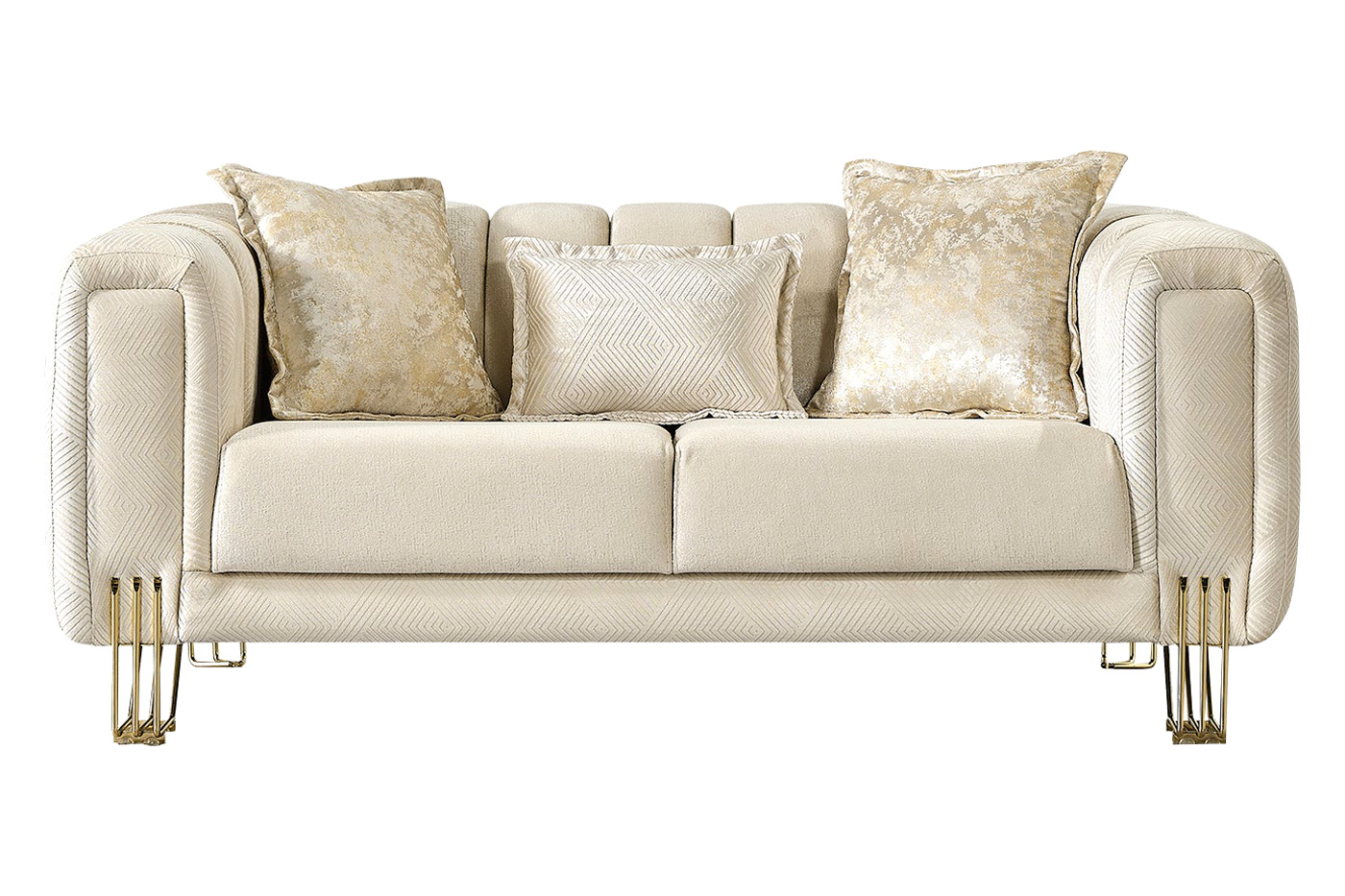 Nova Santana Velvet Loveseat - Ivory