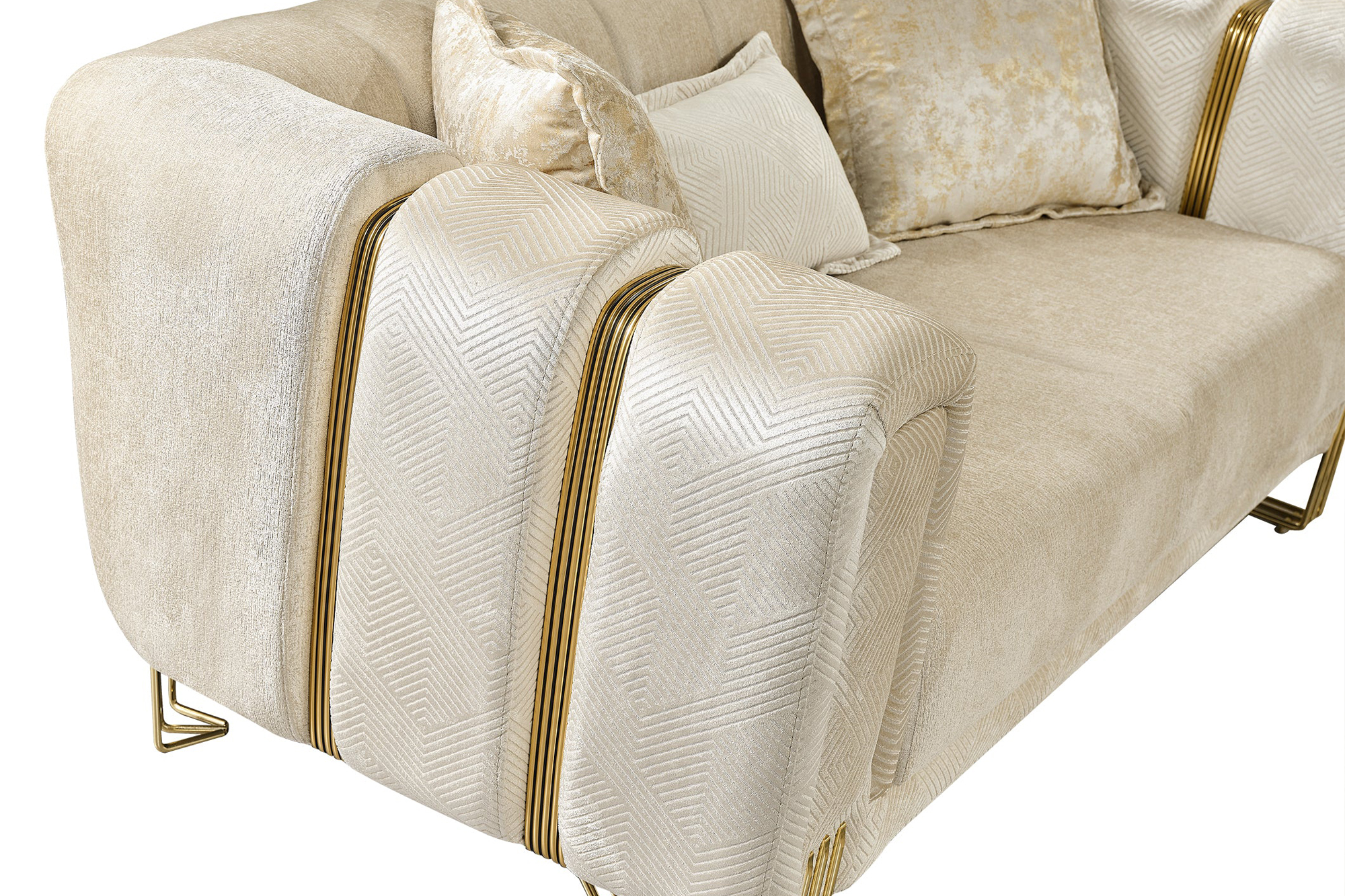 Nova Santana Velvet Loveseat - Ivory