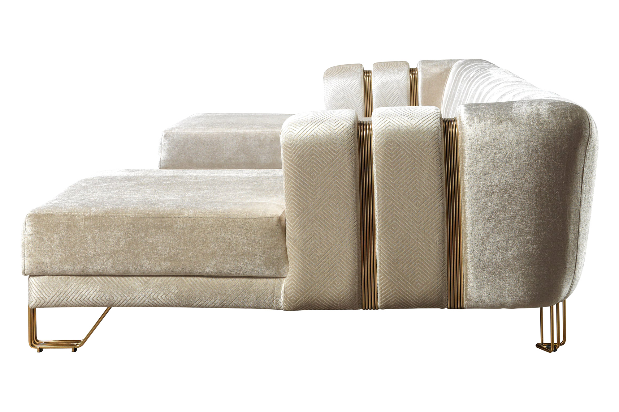 Nova Santana Velvet Double Chaise Sectional - Ivory