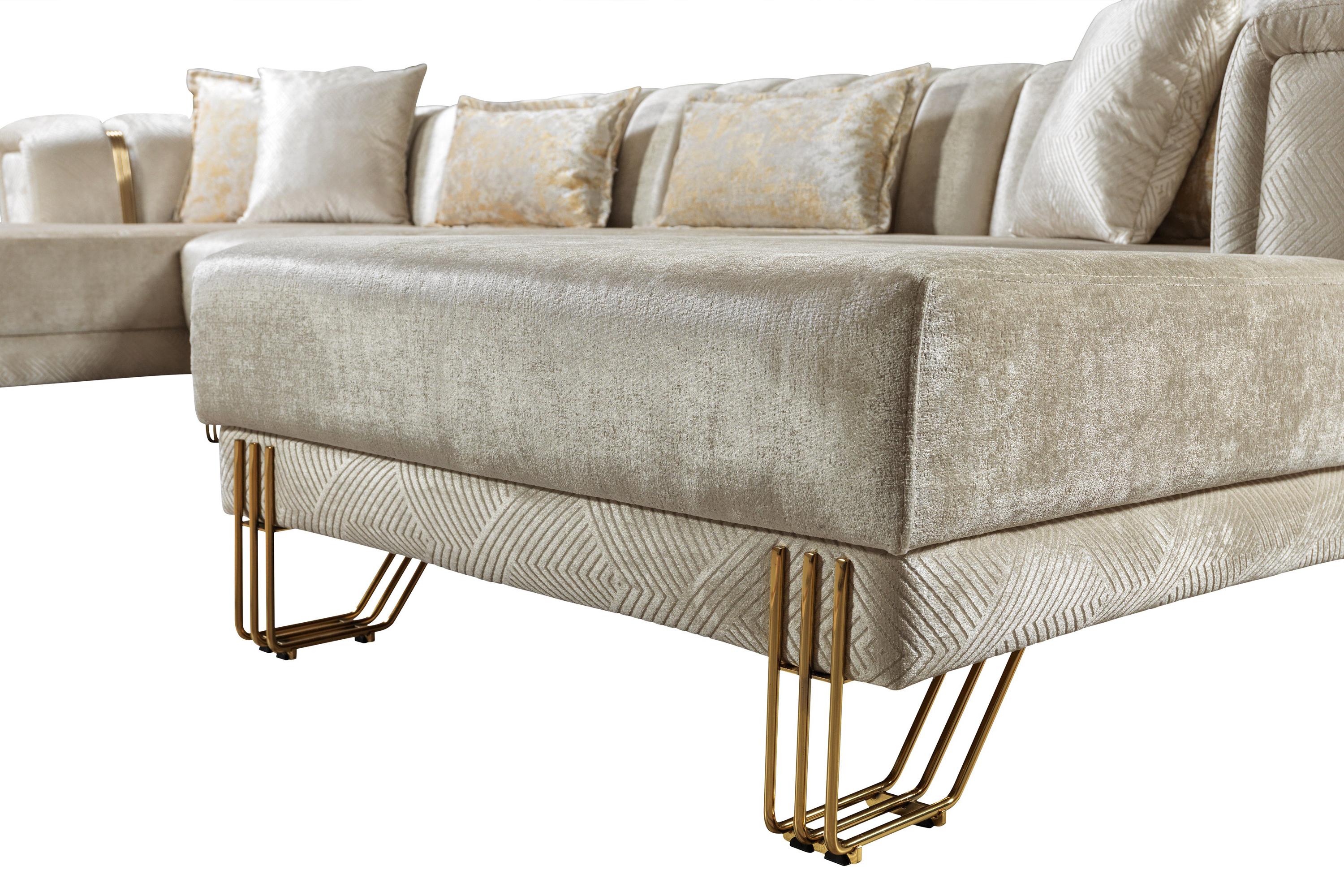 Nova Santana Velvet Double Chaise Sectional - Ivory