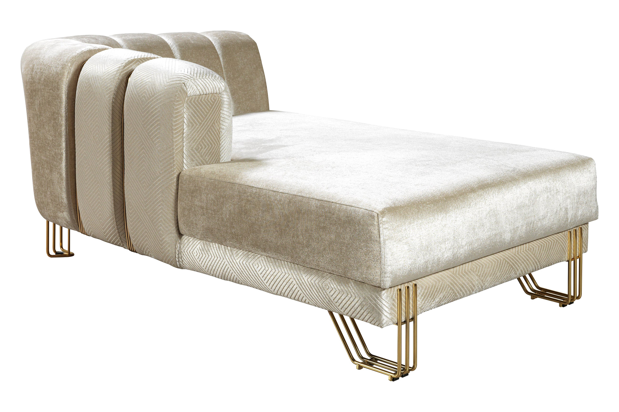 Nova Santana Velvet Double Chaise Sectional - Ivory