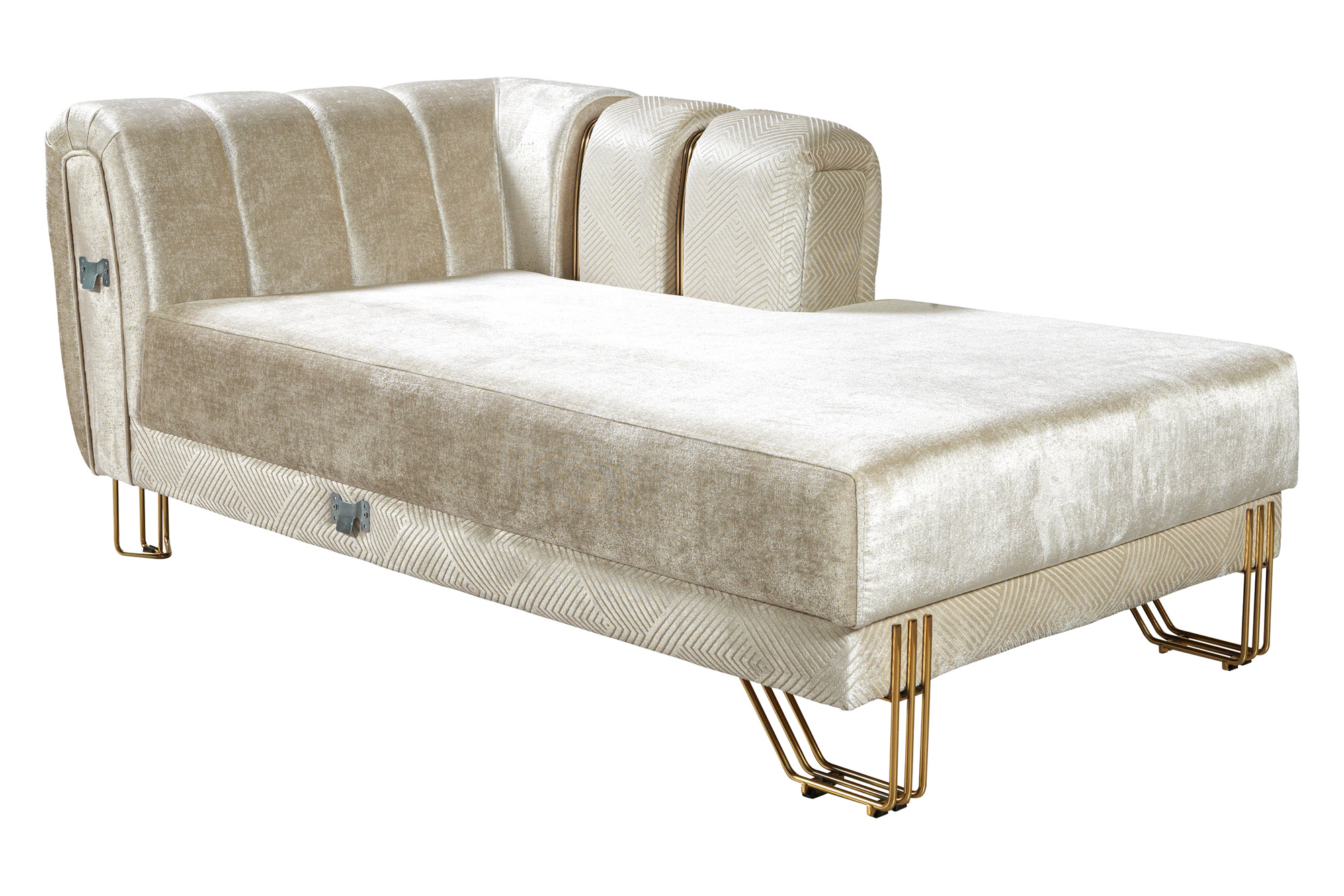 Nova Santana Velvet Double Chaise Sectional - Ivory