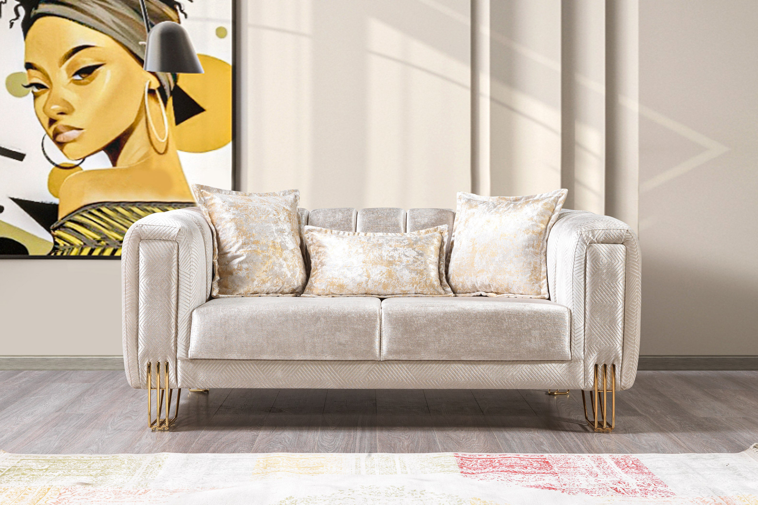 Nova Santana Velvet Sofa & Loveseat - Ivory