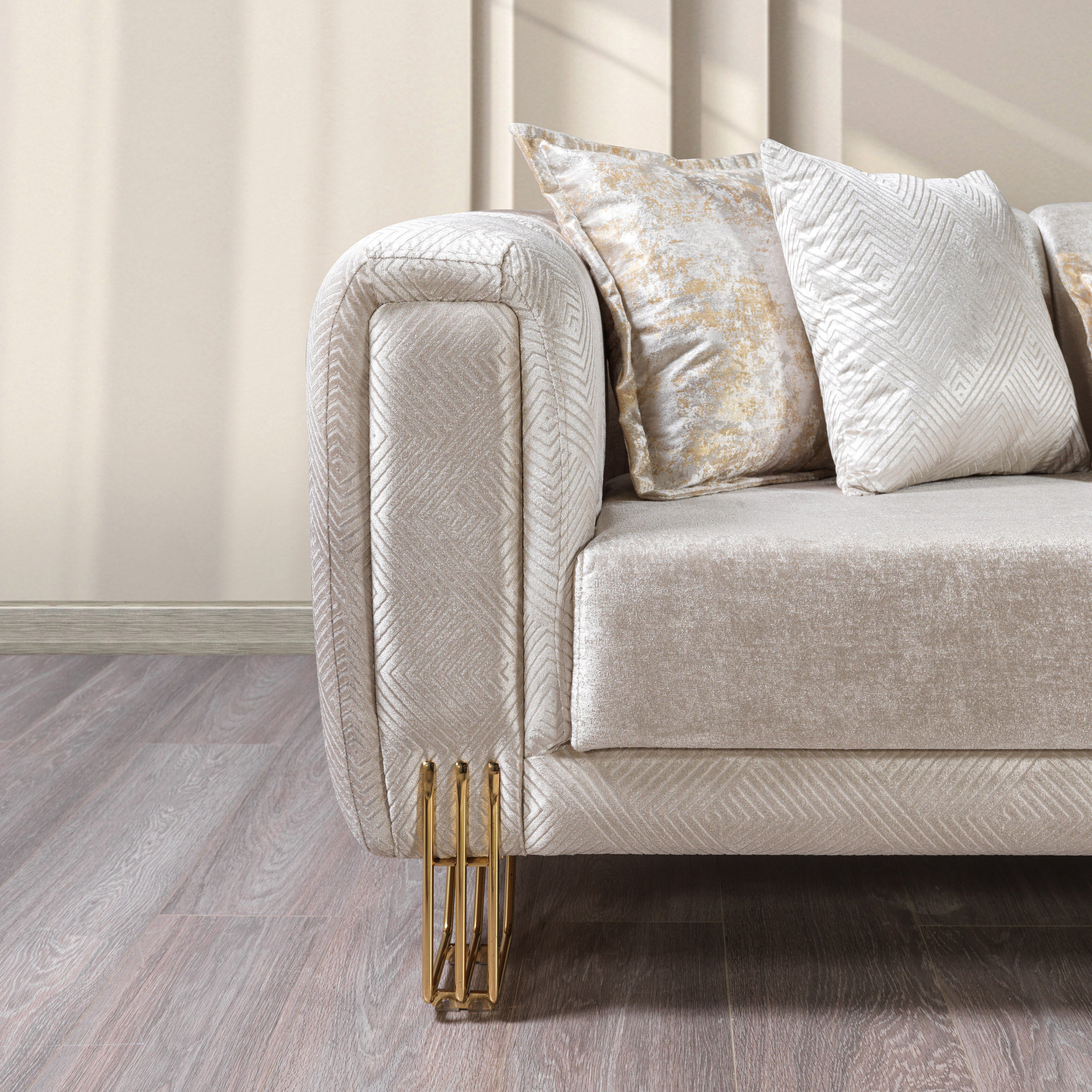 Nova Santana Velvet Sofa & Loveseat - Ivory