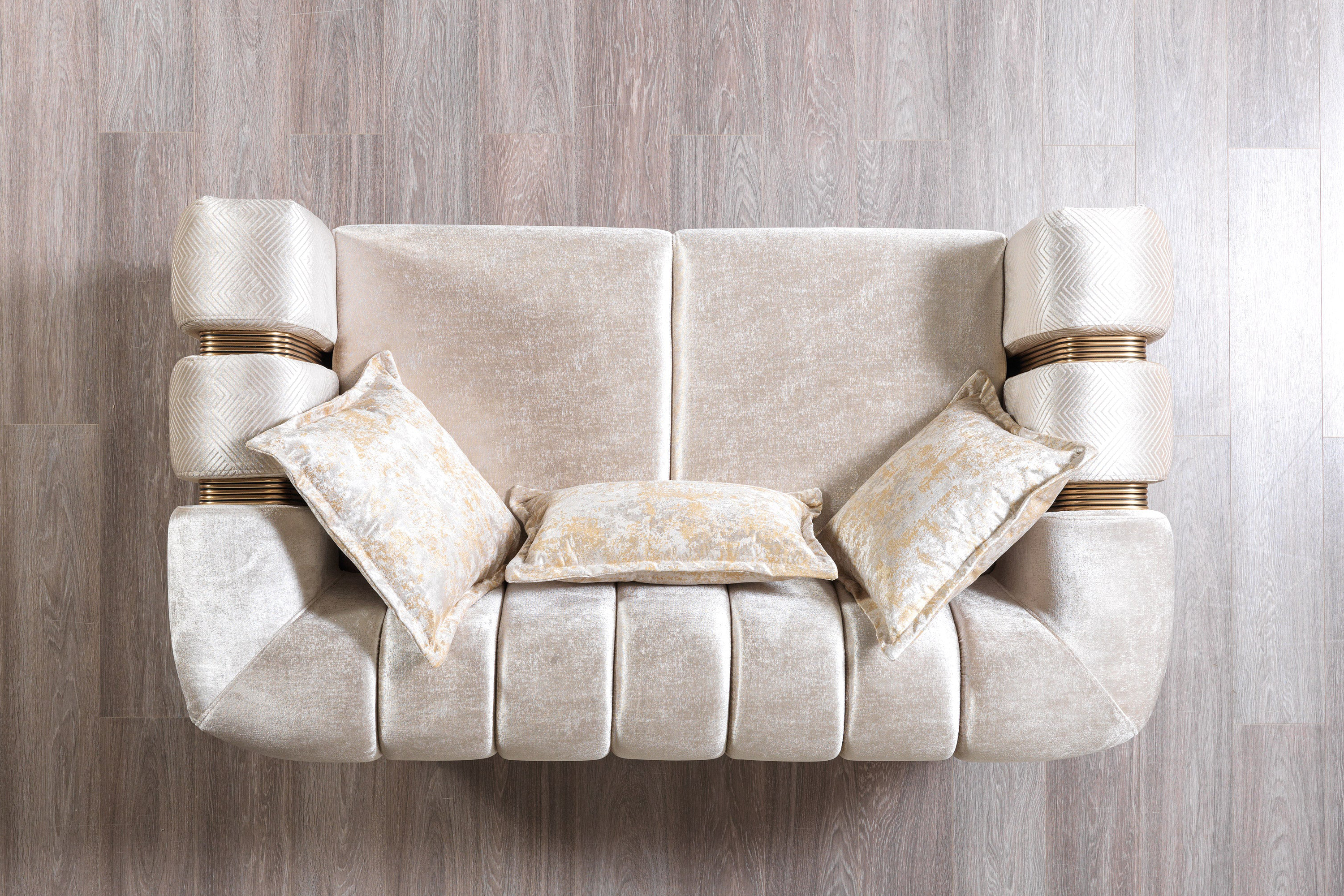 Nova Santana Velvet Sofa & Loveseat - Ivory