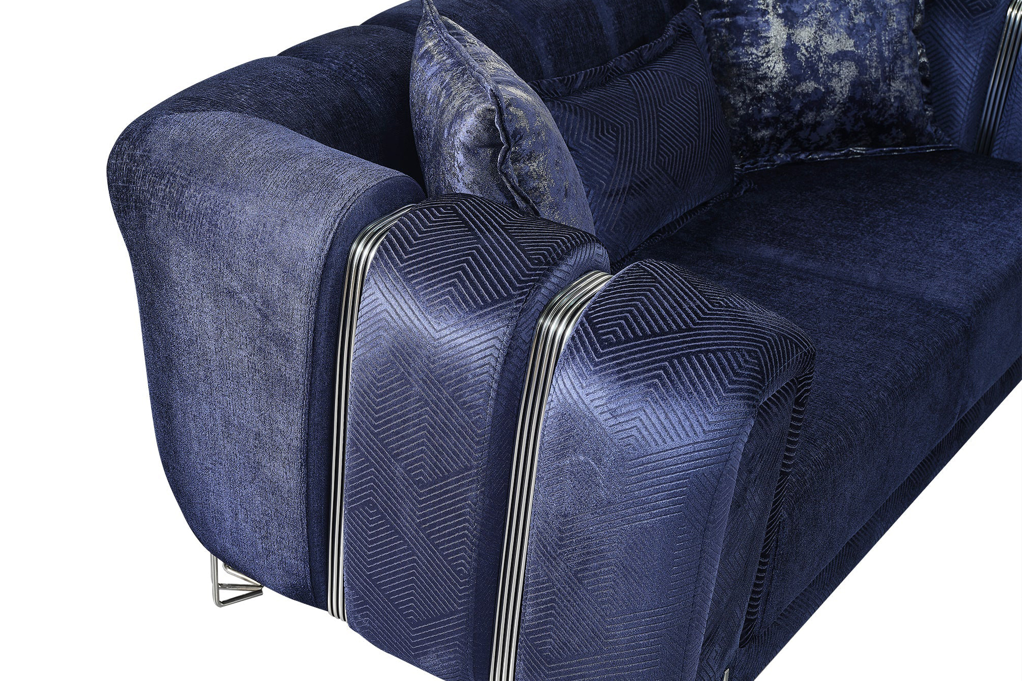 Nova Santana Velvet Loveseat - Navy