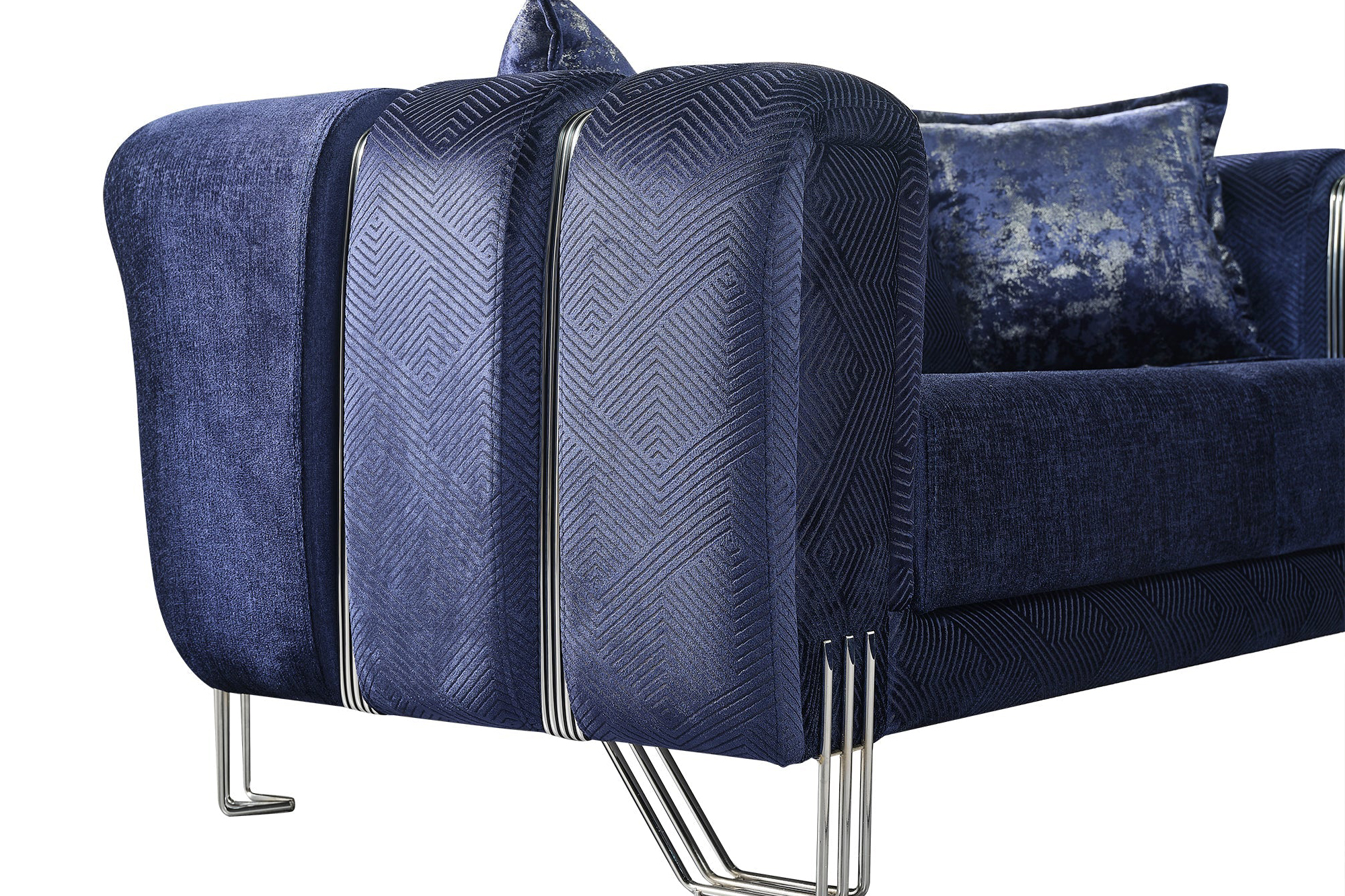 Nova Santana Velvet Loveseat - Navy