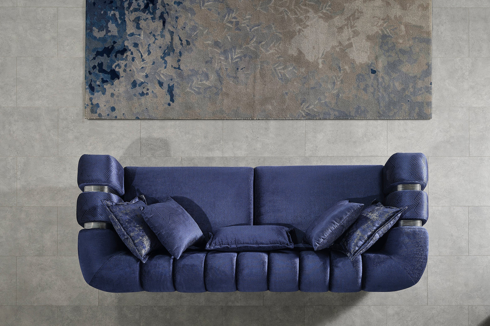 Nova Santana Velvet Sofa & Loveseat - Navy