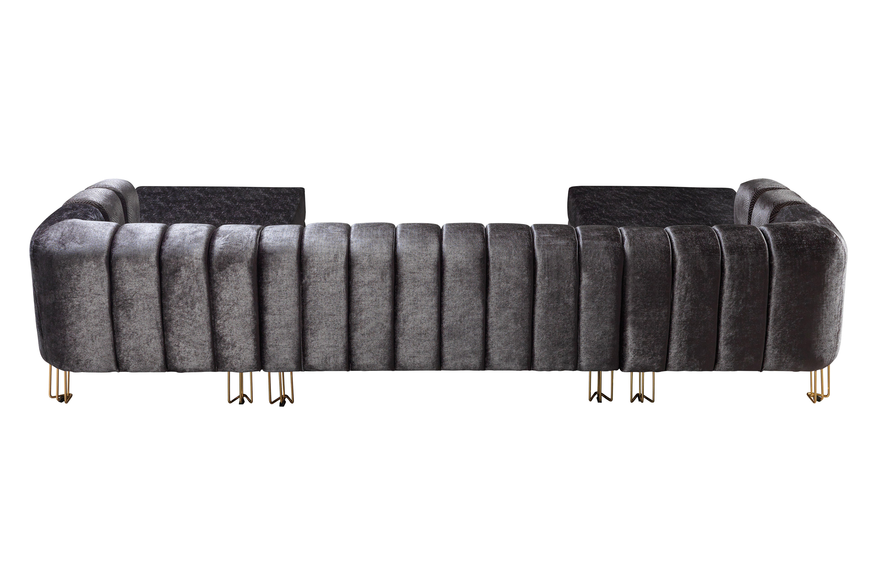 Nova Santana Velvet Double Chaise Sectional - Smoke