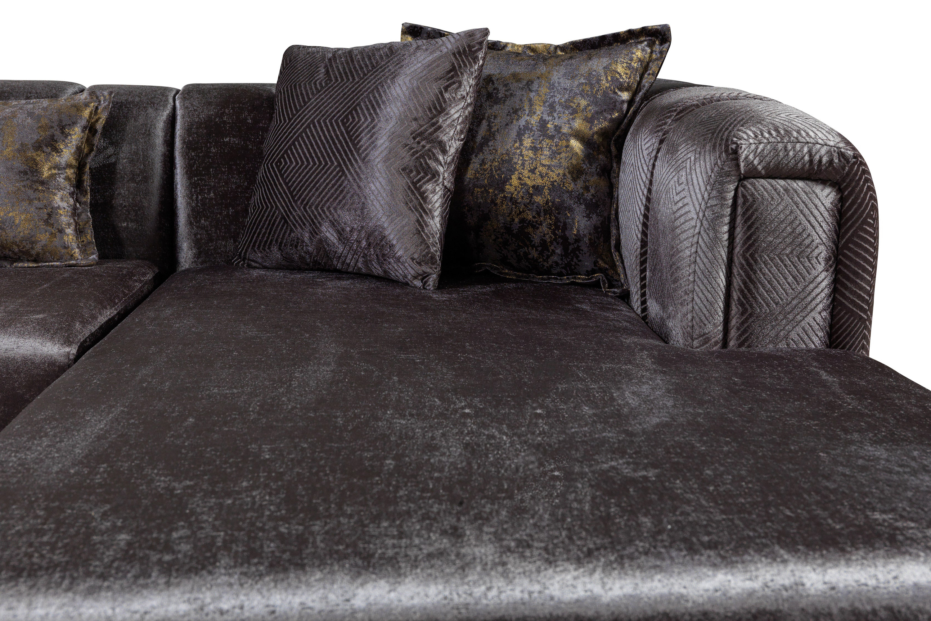 Nova Santana Velvet Double Chaise Sectional - Smoke