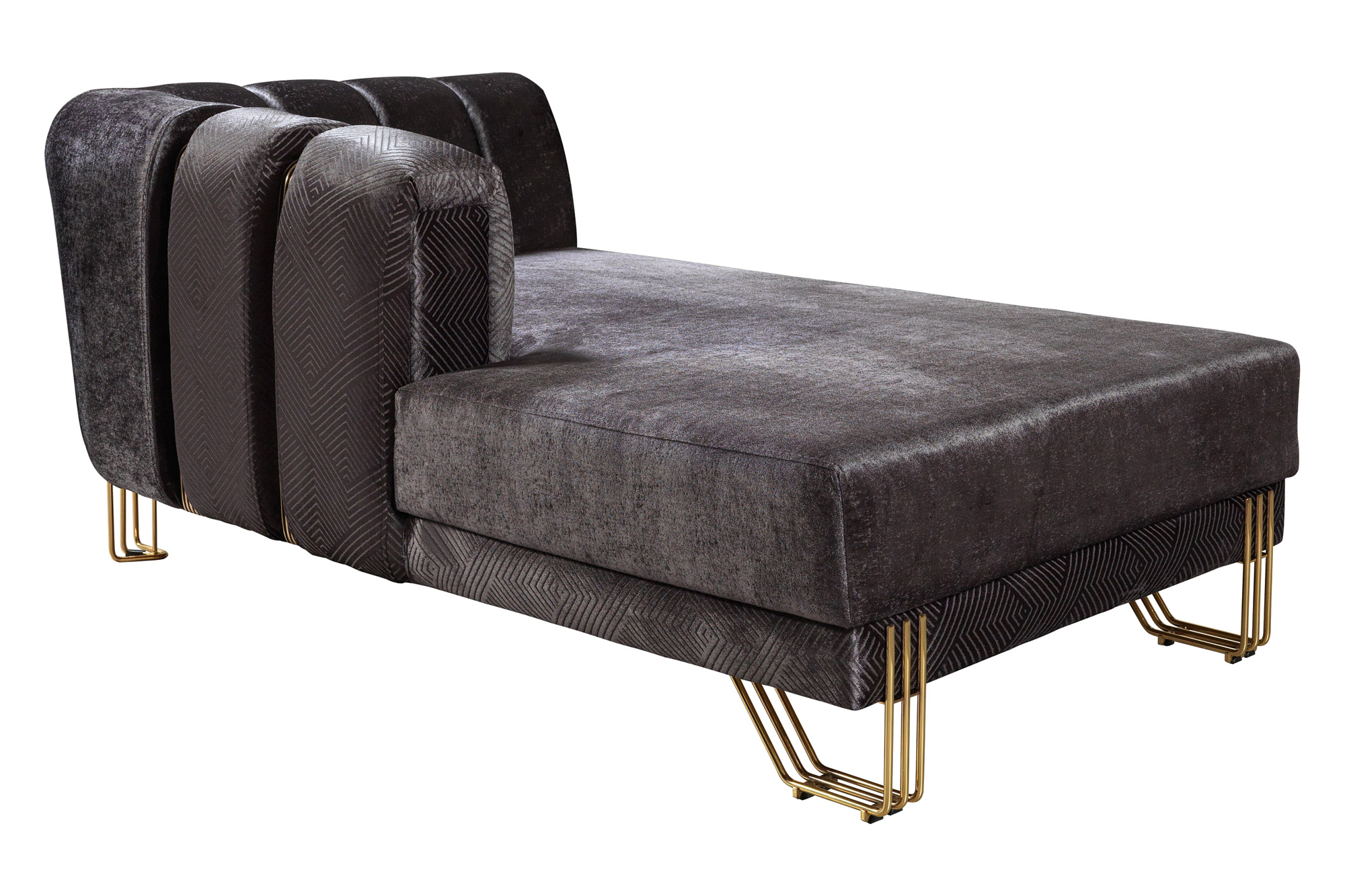 Nova Santana Velvet Double Chaise Sectional - Smoke