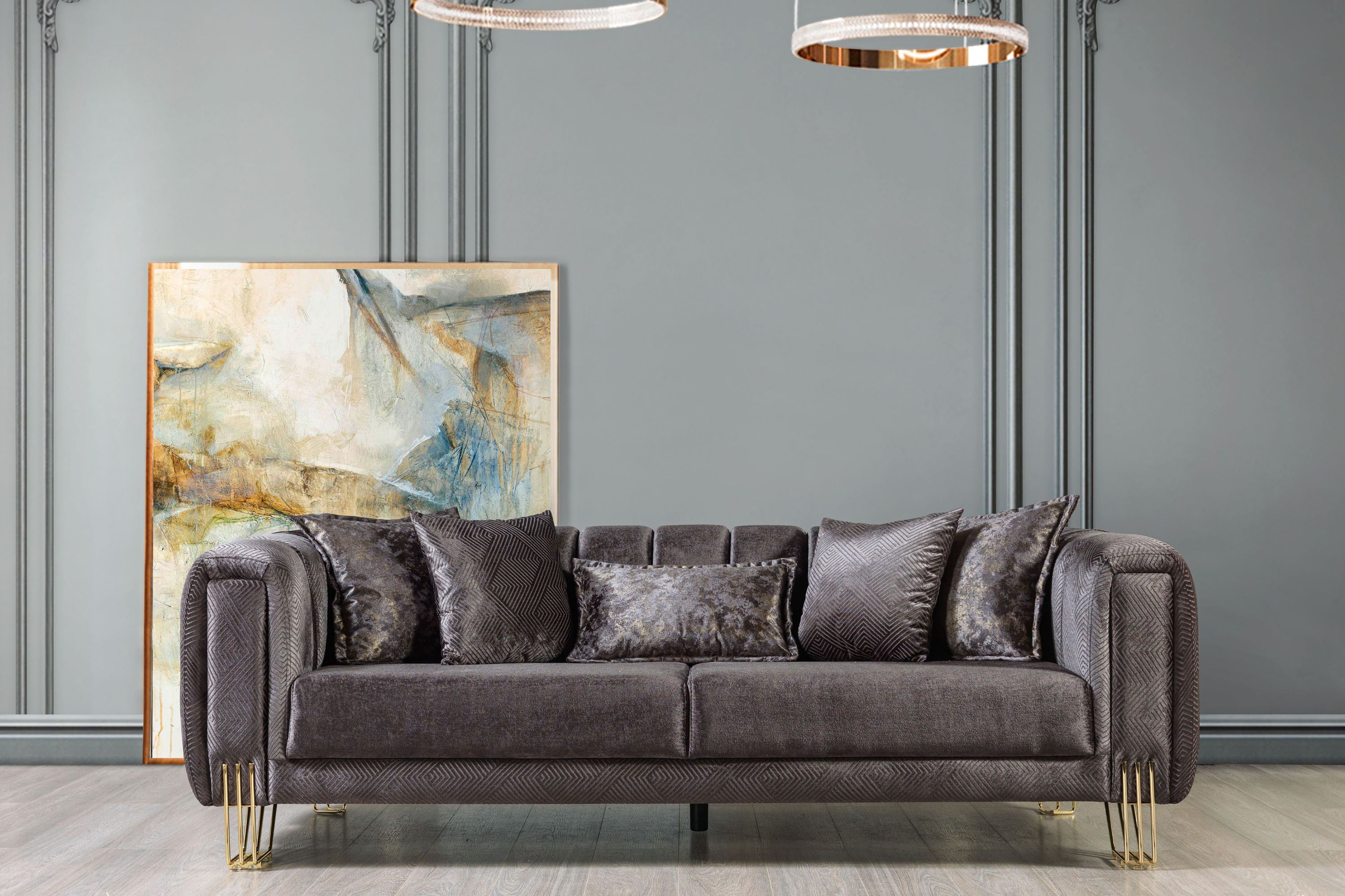 Nova Santana Velvet Sofa & Loveseat - Smoke