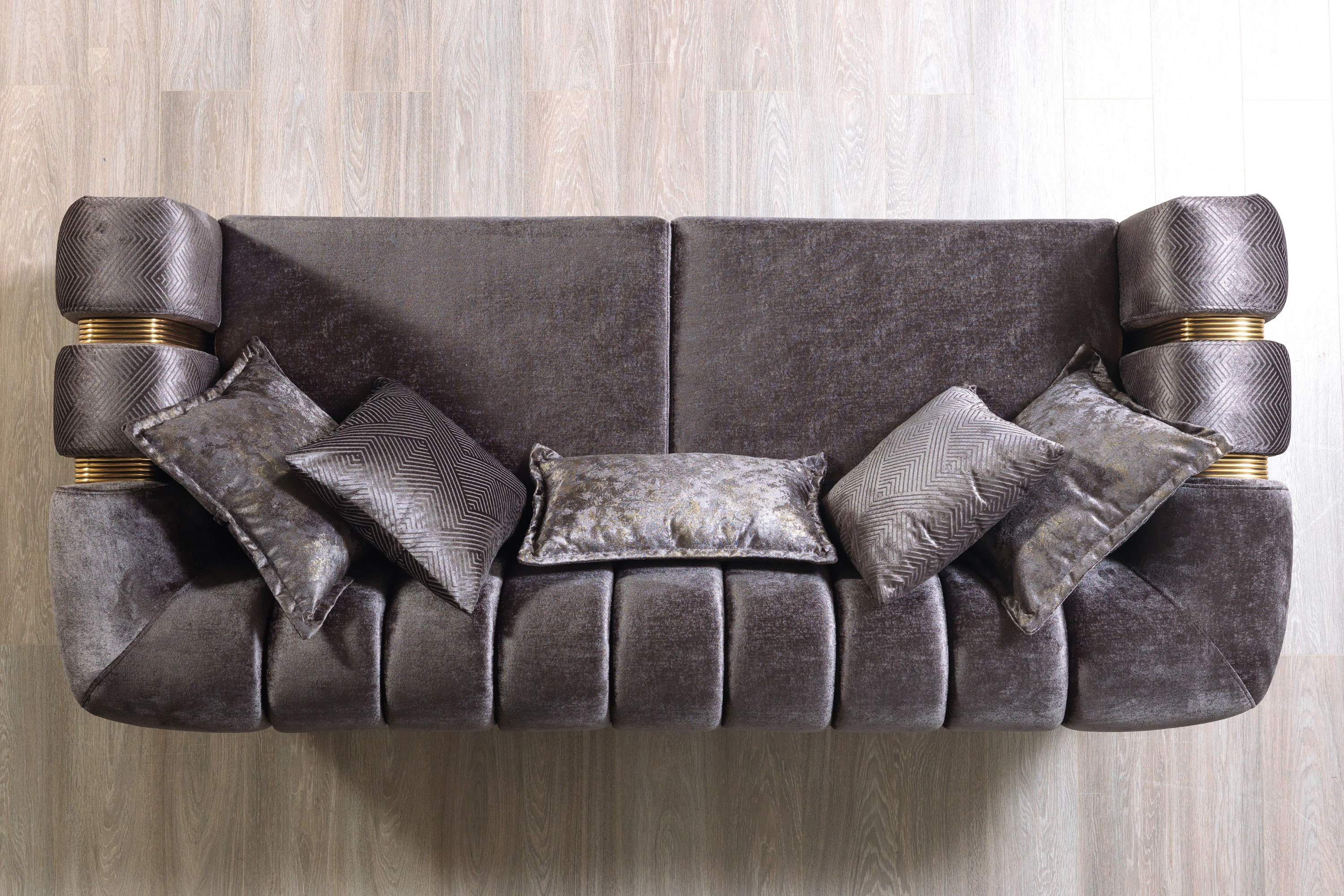 Nova Santana Velvet Sofa & Loveseat - Smoke