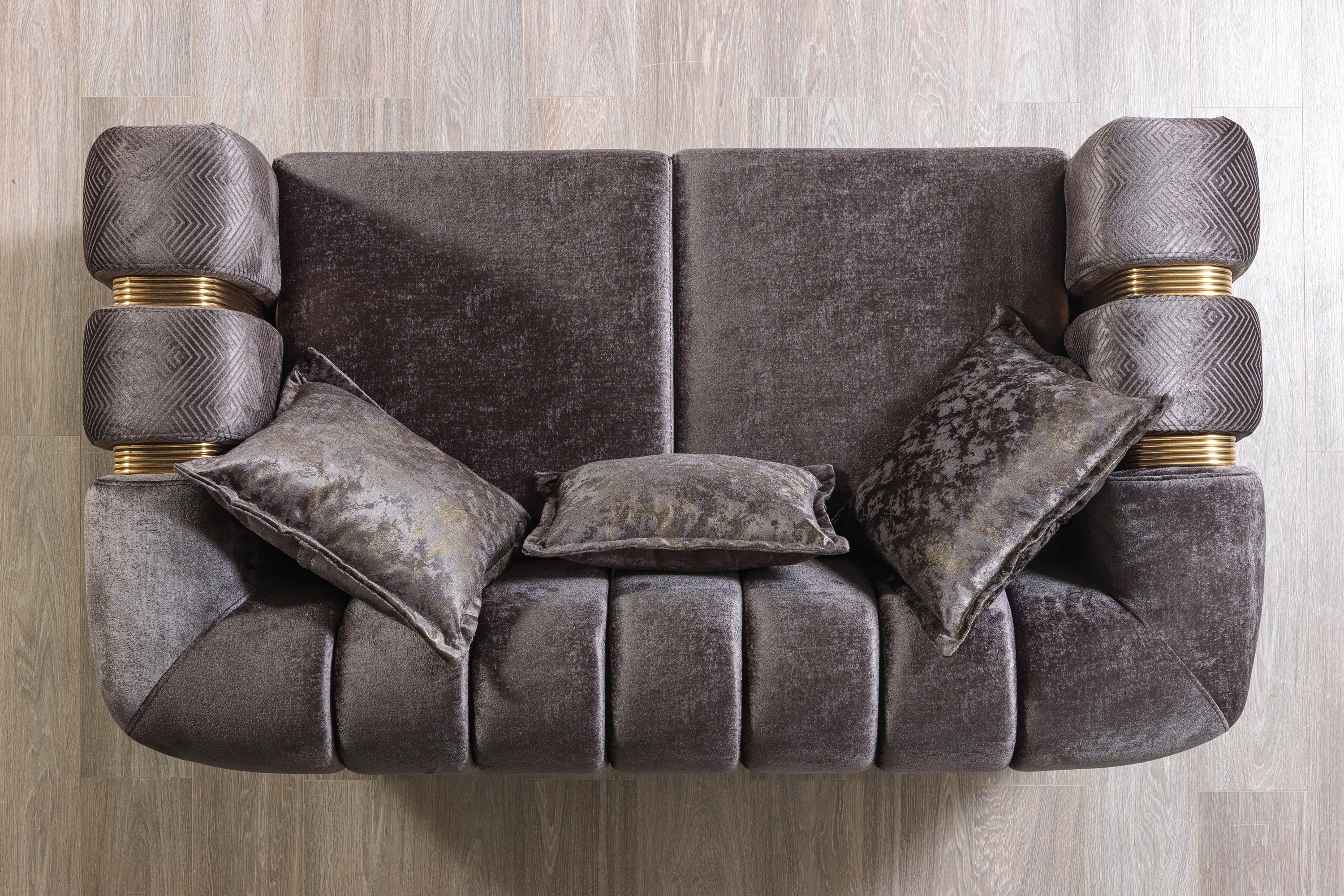 Nova Santana Velvet Sofa & Loveseat - Smoke