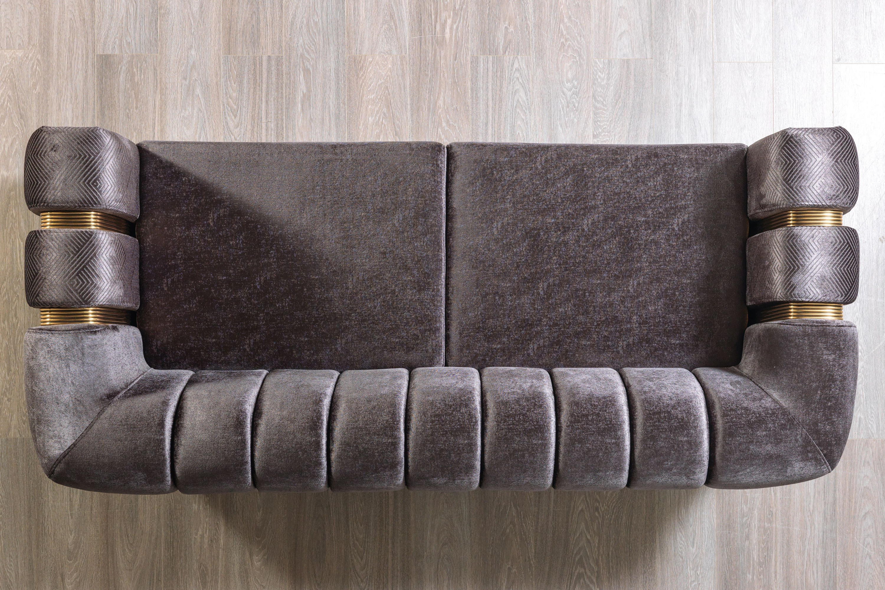 Nova Santana Velvet Sofa & Loveseat - Smoke