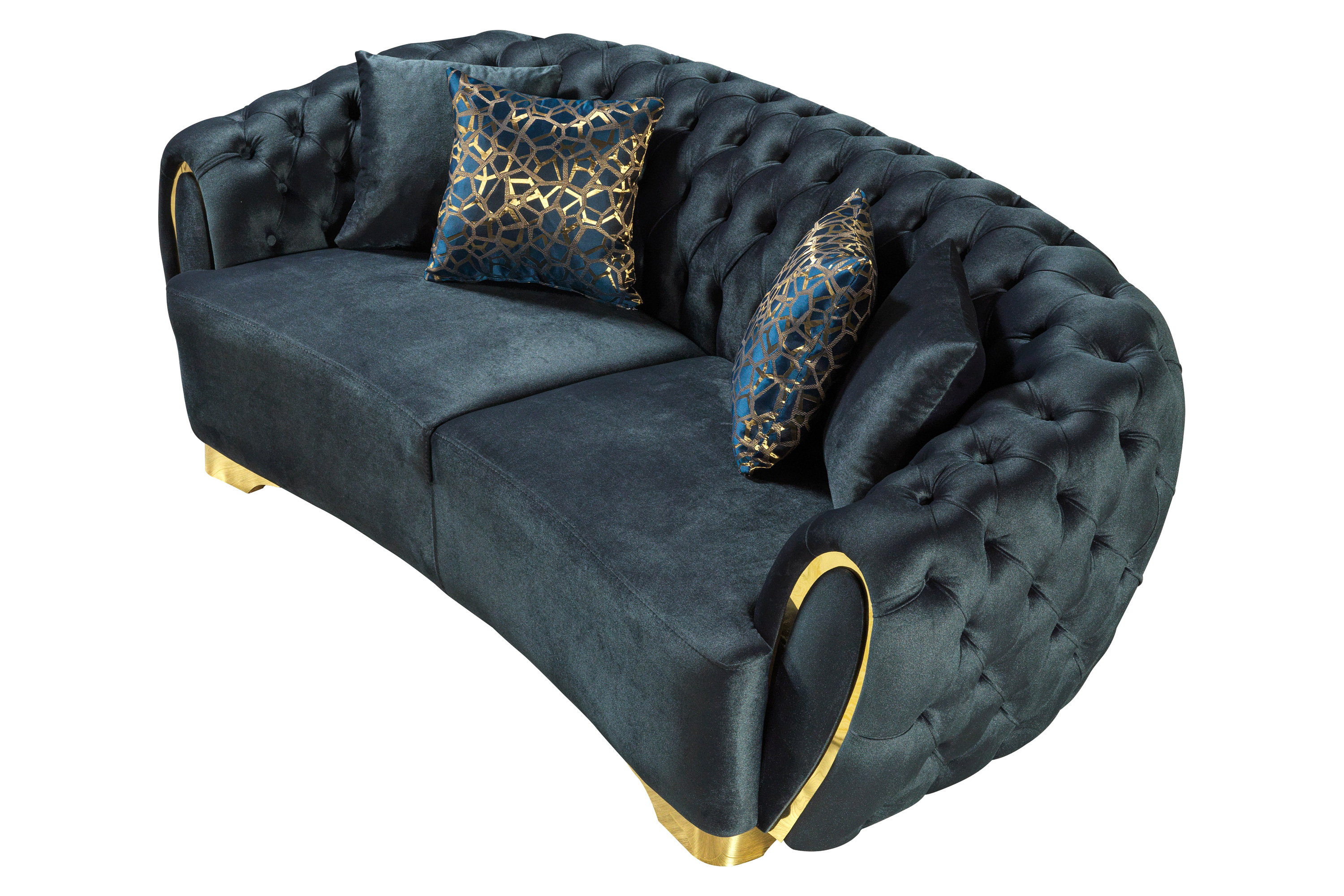 Nova Victoria Velvet Sofa & Loveseat - Holly Green