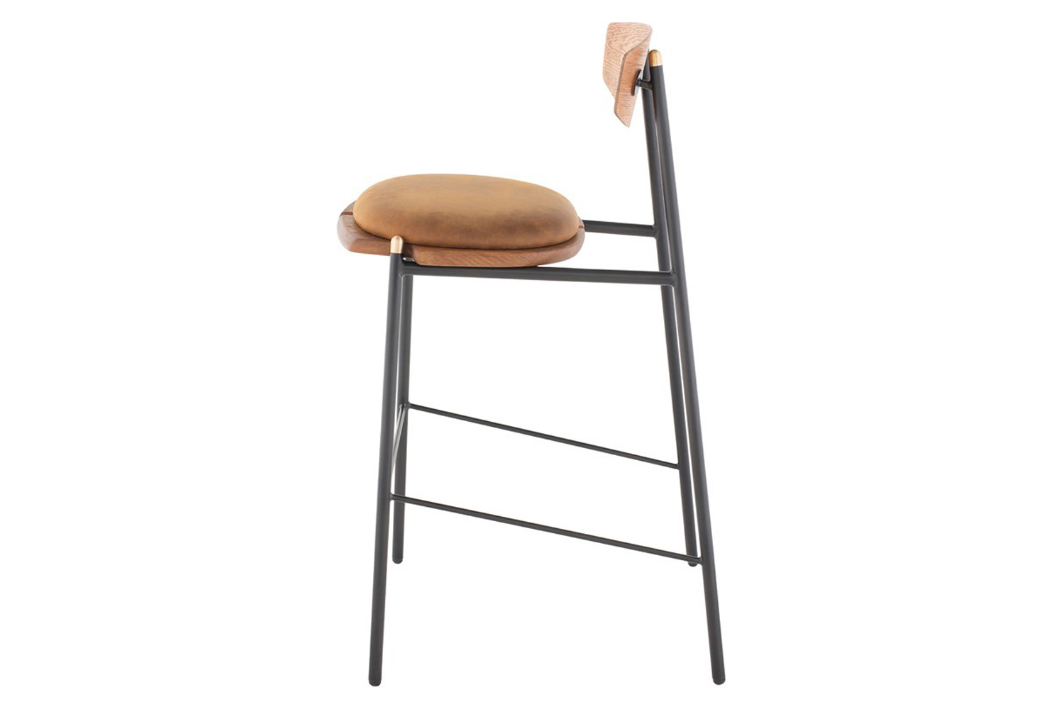 Nuevo™ Kink Bar Stool - Umber Tan Leather Seat