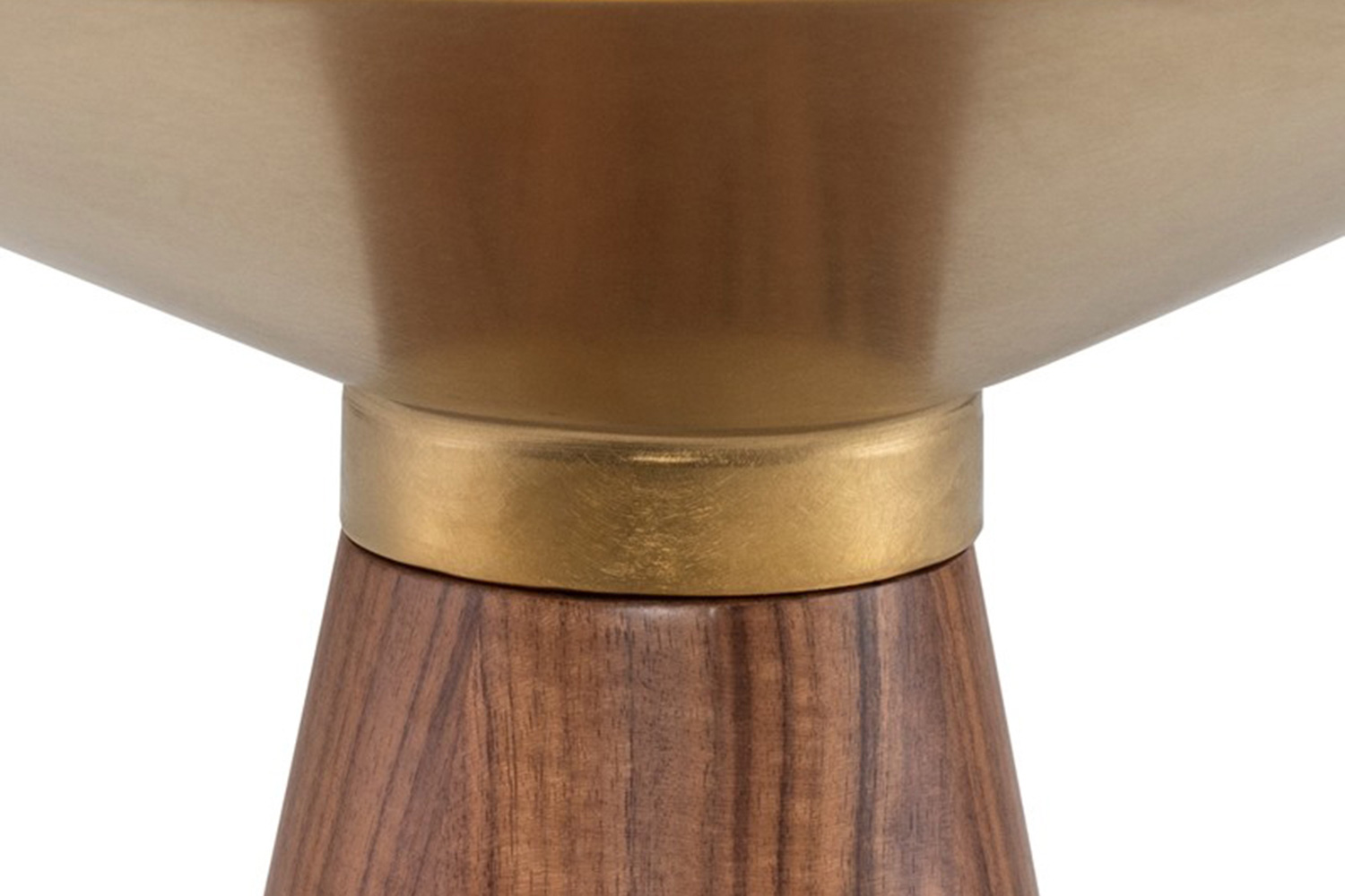 Nuevo™ Iris Side Table - X Brushed Gold Top, Walnut Veneer Base, L19,8'' x W19,8'' x H19,8''