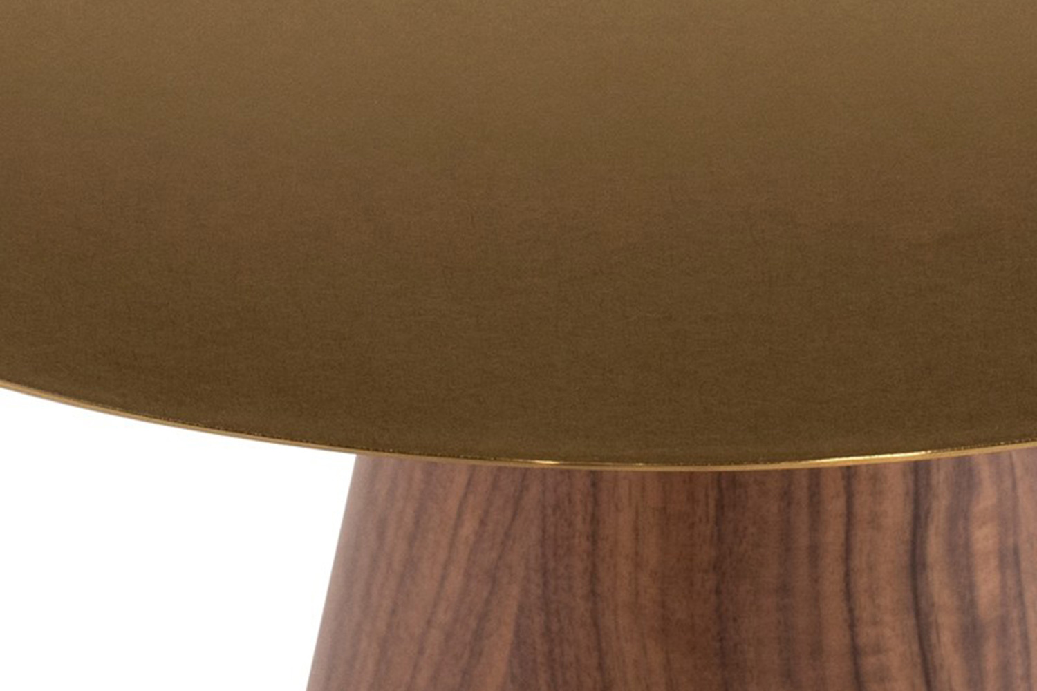 Nuevo™ Iris Side Table - X Brushed Gold Top, Walnut Veneer Base, L19,8'' x W19,8'' x H19,8''