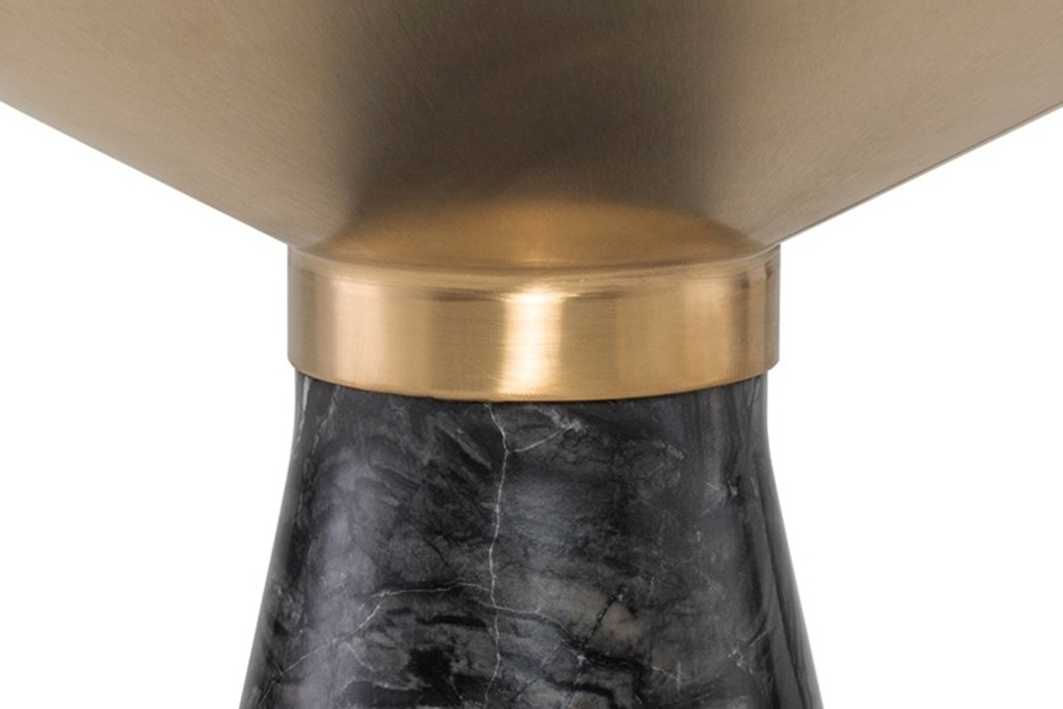 Nuevo™ Iris Side Table - Brushed Gold Top, Black Wood Vein Marble Base, L15,8'' x W15,8'' x H19''