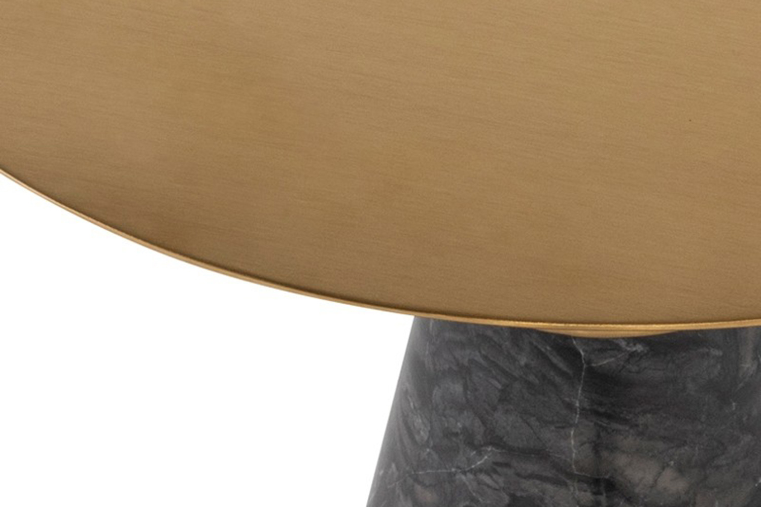 Nuevo™ Iris Side Table - Brushed Gold Top, Black Wood Vein Marble Base, L15,8'' x W15,8'' x H19''