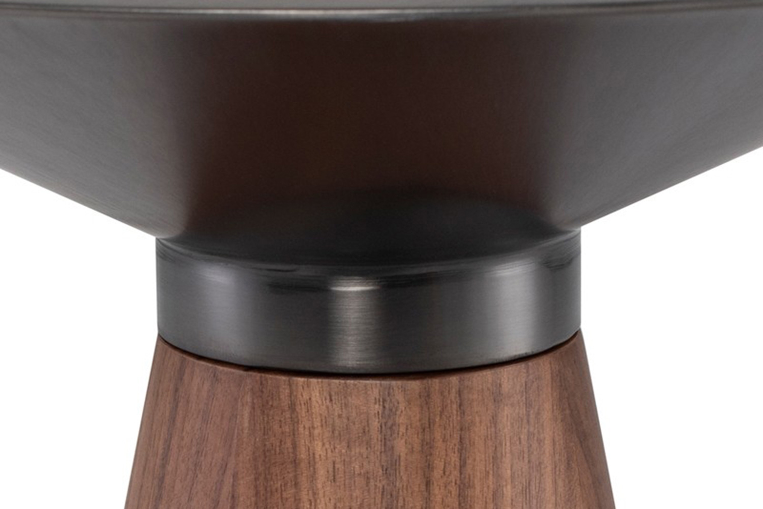 Nuevo™ Iris Side Table - Brushed Graphite Top, Walnut Veneer Base, L15,8'' x W15,8'' x H19''