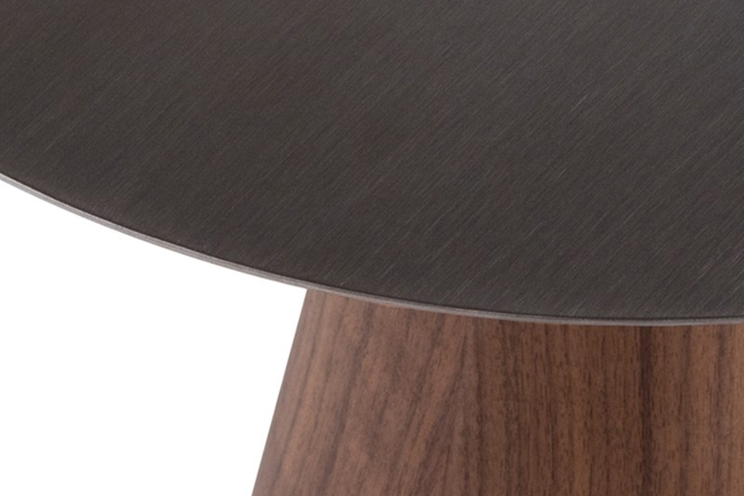 Nuevo™ Iris Side Table - Brushed Graphite Top, Walnut Veneer Base, L15,8'' x W15,8'' x H19''