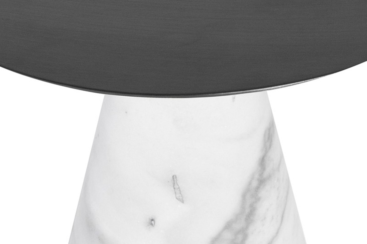 Nuevo™ Iris Side Table - Brushed Graphite Top, White Marble Base, L15,8'' x W15,8'' x H19''