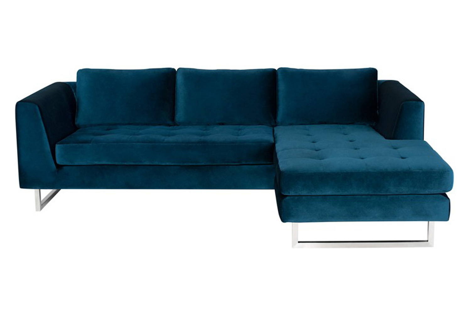 Nuevo™ Matthew Sectional - Midnight Blue Fabric Seat, Brushed Stainless Legs