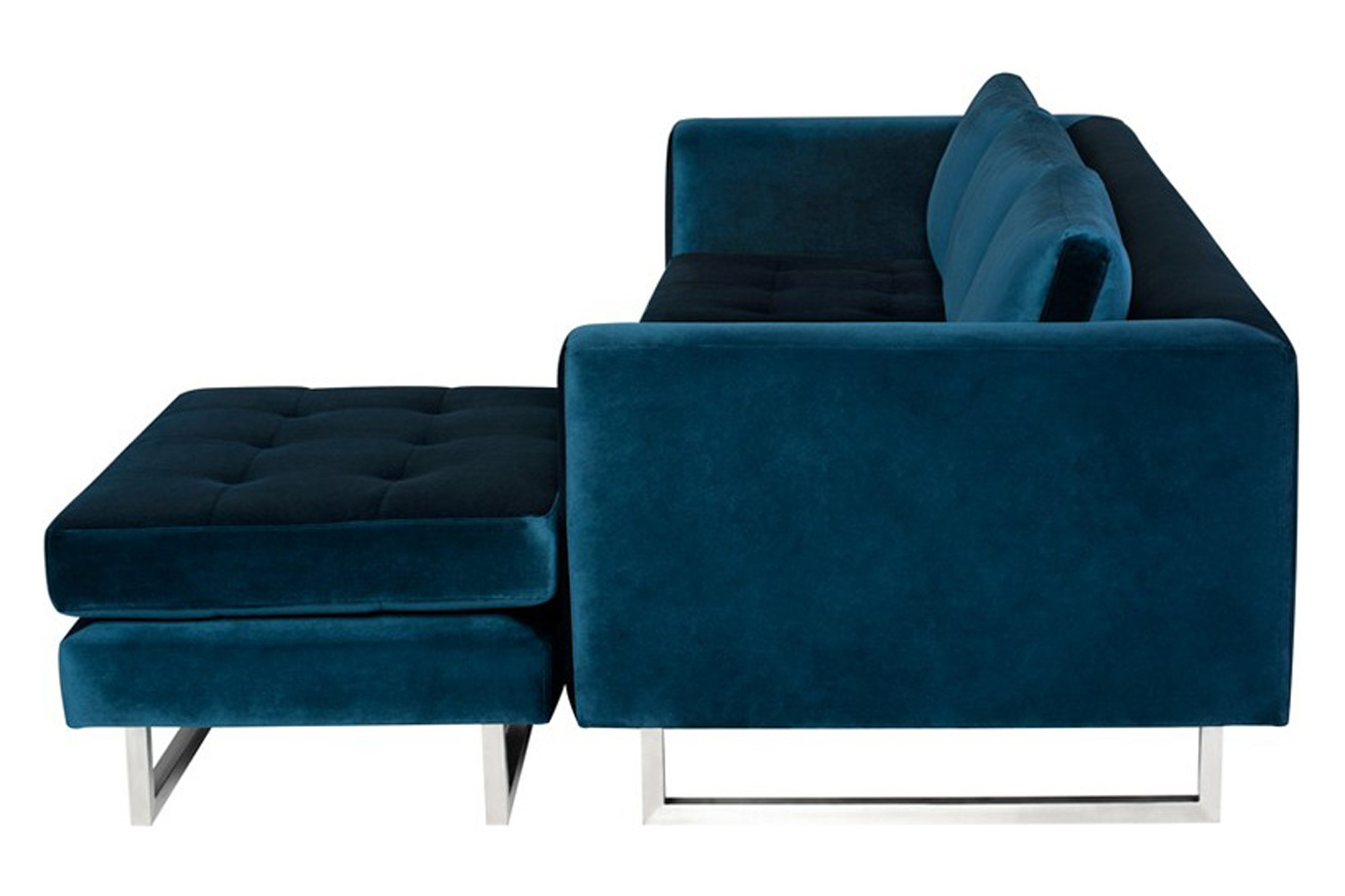 Nuevo™ Matthew Sectional - Midnight Blue Fabric Seat, Brushed Stainless Legs