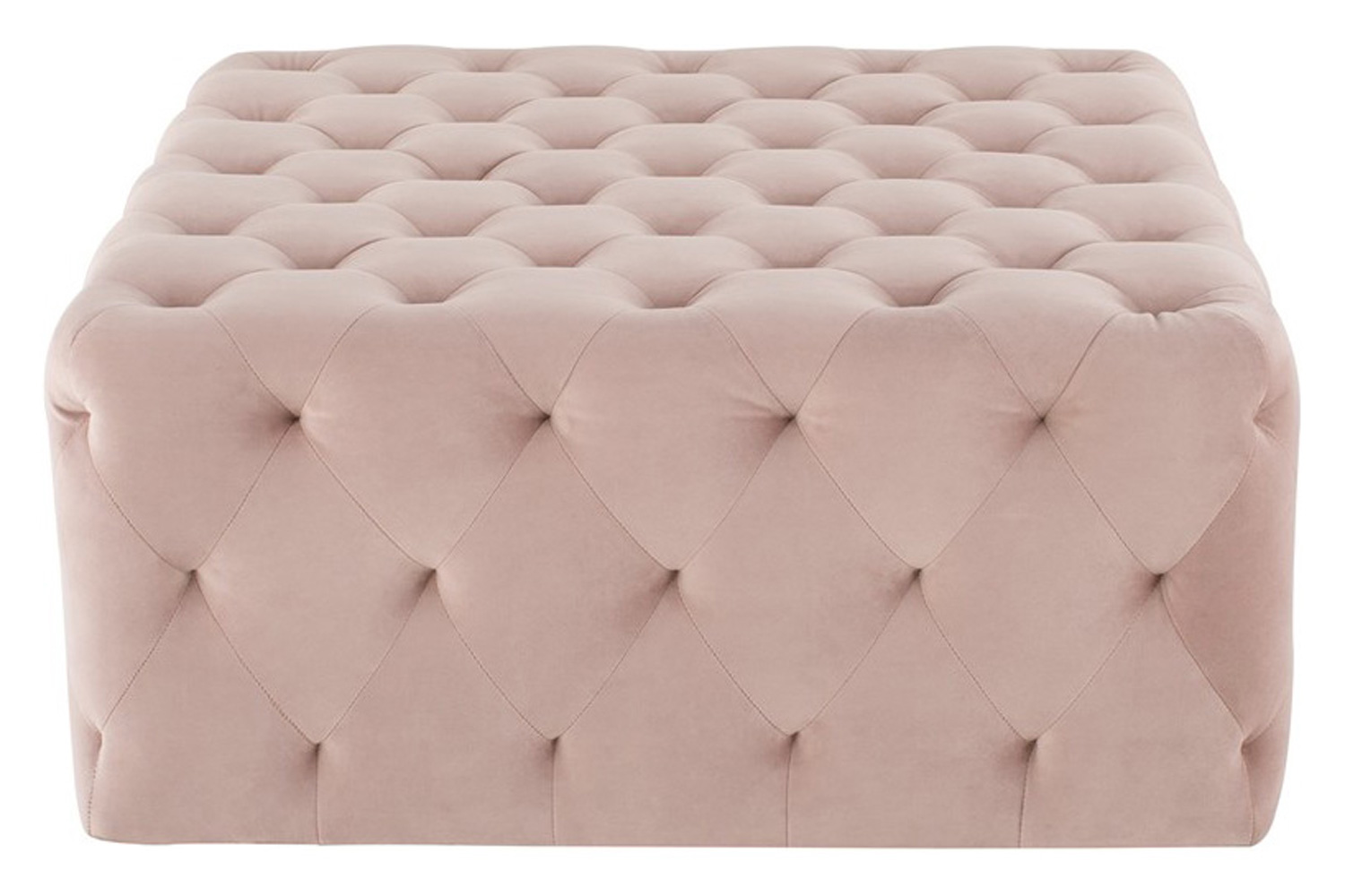 Nuevo™ Tufty Ottoman - Blush Velour, L38'' x W38'' x H17''