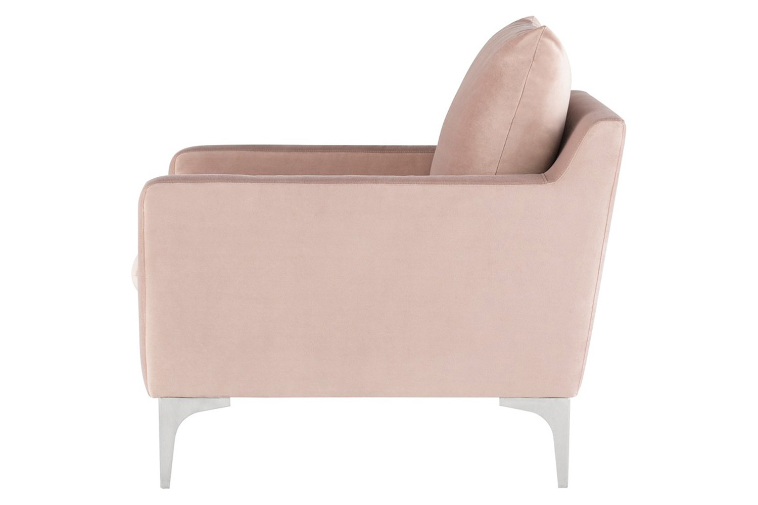 Nuevo™ Anders Occasional Chair - Blush Velour Color, Brushed Stainless Legs