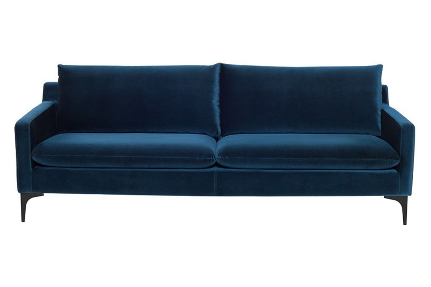 Nuevo™ Anders Sofa - Midnight Blue Velour Color, Matte Black Legs