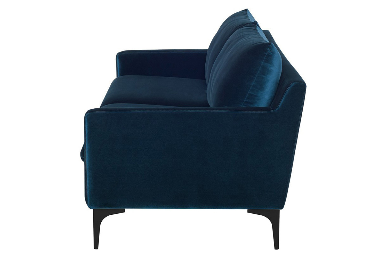 Nuevo™ Anders Sofa - Midnight Blue Velour Color, Matte Black Legs