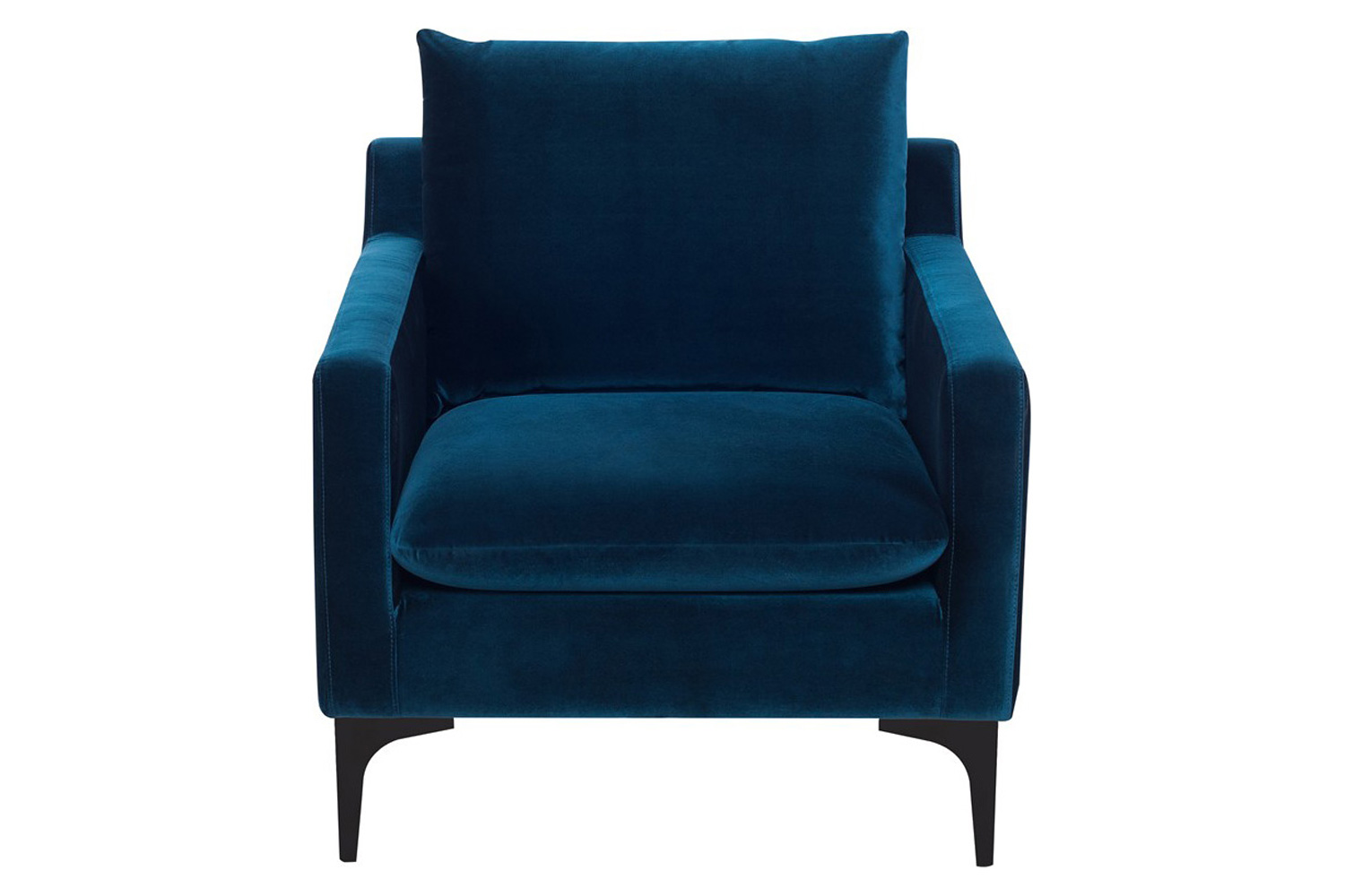 Nuevo™ Anders Occasional Chair - Midnight Blue Velour Color, Matte Black Legs