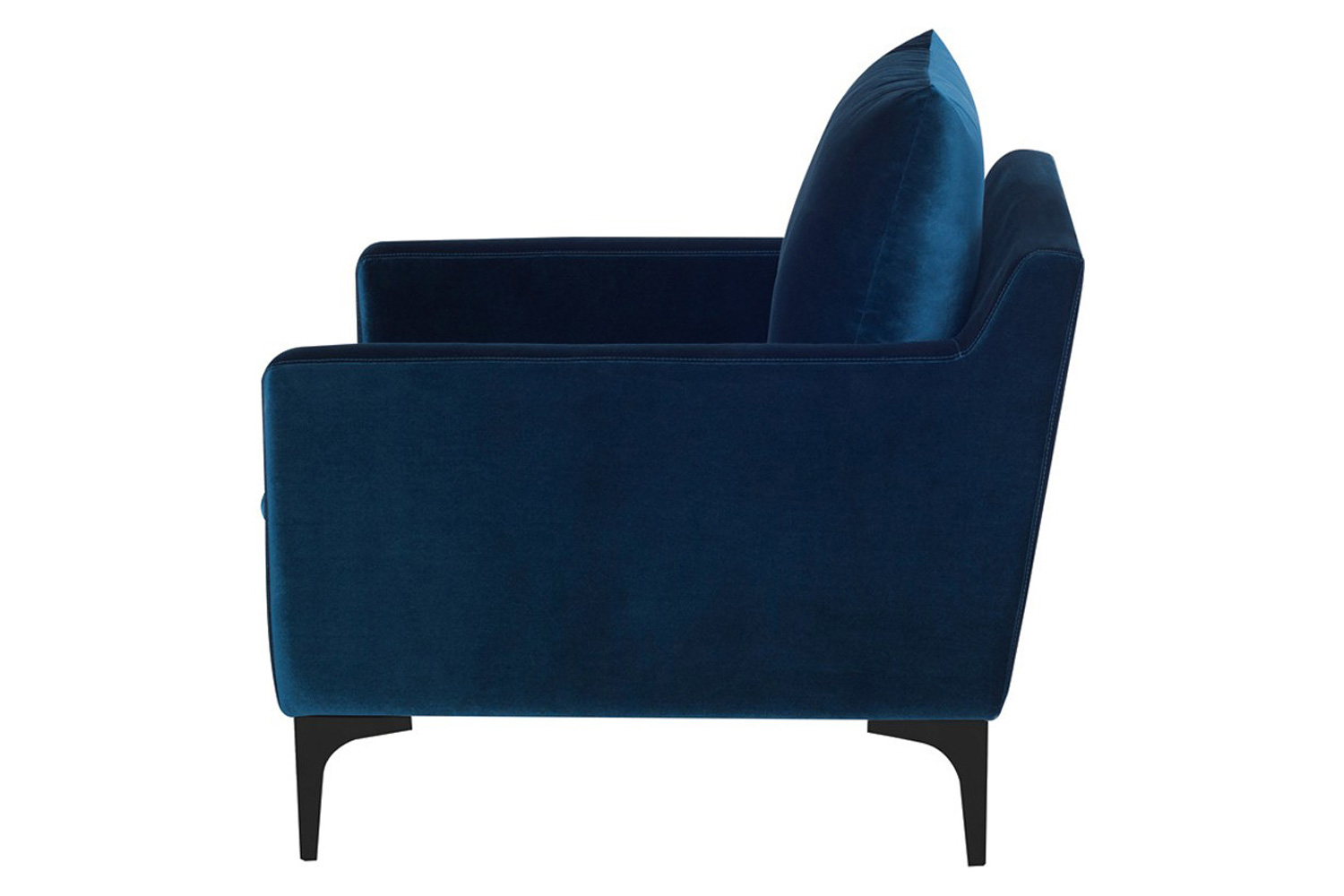 Nuevo™ Anders Occasional Chair - Midnight Blue Velour Color, Matte Black Legs