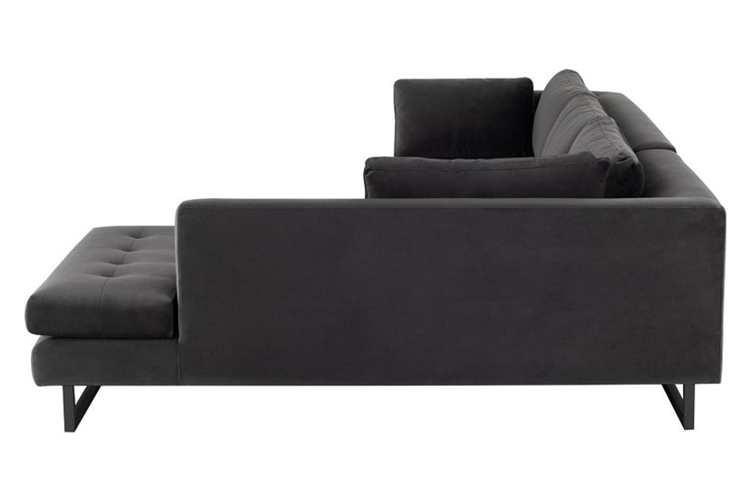 Nuevo™ Janis Sectional - Shadow Gray Velour Seat, Matte Black Steel Legs, Right Chaise